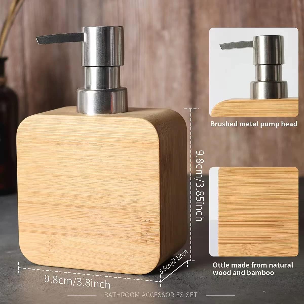 Juego retro de 4 piezas hecho a mano para fregadero y baño, juego retro, natural, soporte para jabonera para ducha, dispensador de jabón de loción,