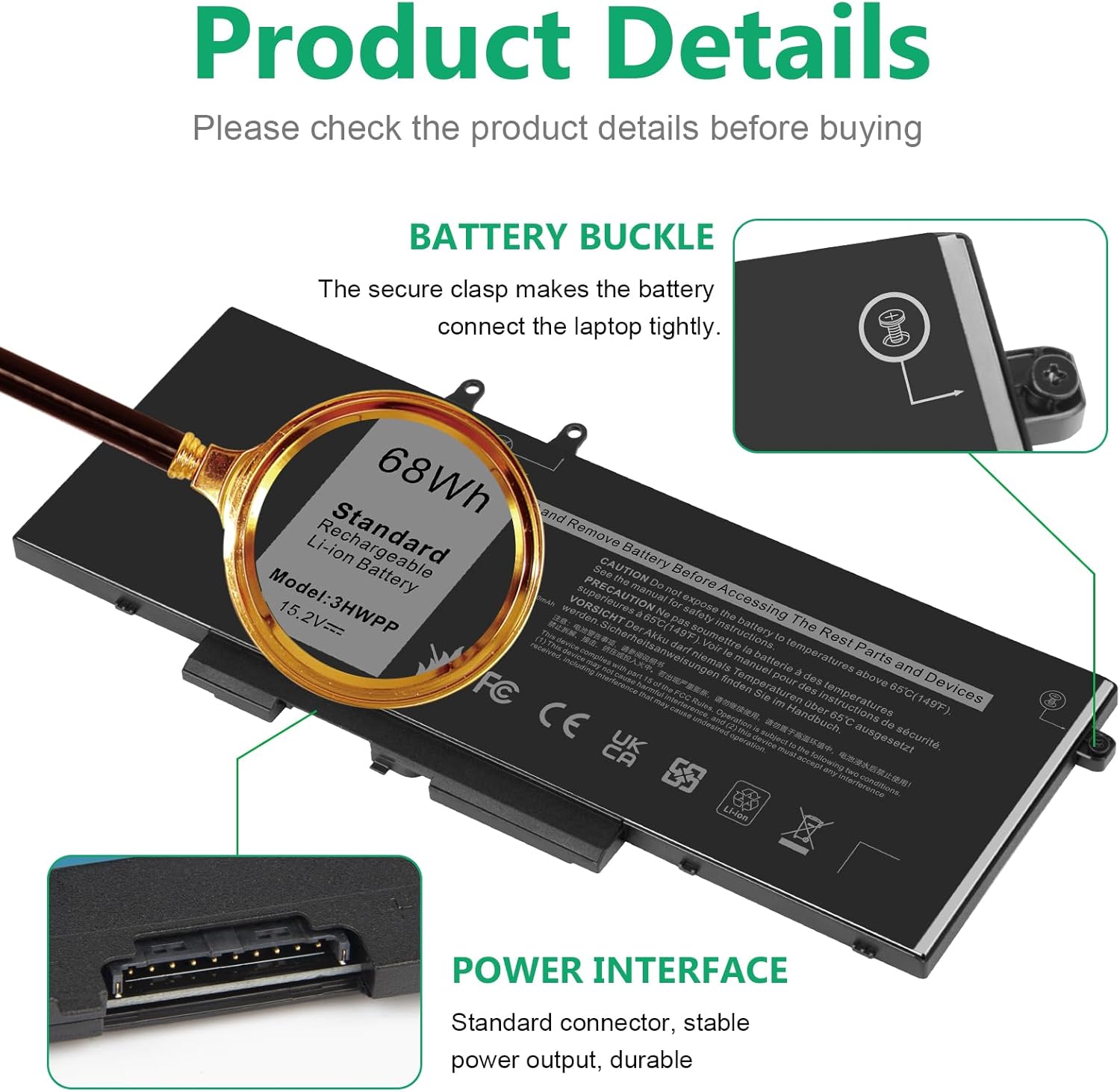 Fancy Buying 3HWPP – Batería para laptop Dell Latitude 5401 5410 5411 5501 5510 5511 Precisión 3541 3551 INSPIRON 7706 2 en 1 INSPIRON 17 75007506 2