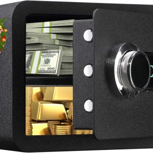 Tenamic Caja de seguridad biométrica de huellas dactilares, 0.85 pies cúbicos, impermeable, con luz de inducción y cuero, acero de aleación sólida Tenamic Caja de seguridad biométrica de huellas dactilares, 0.85 pies cúbicos, impermeable, con luz de inducción y cuero, acero de aleación sólida