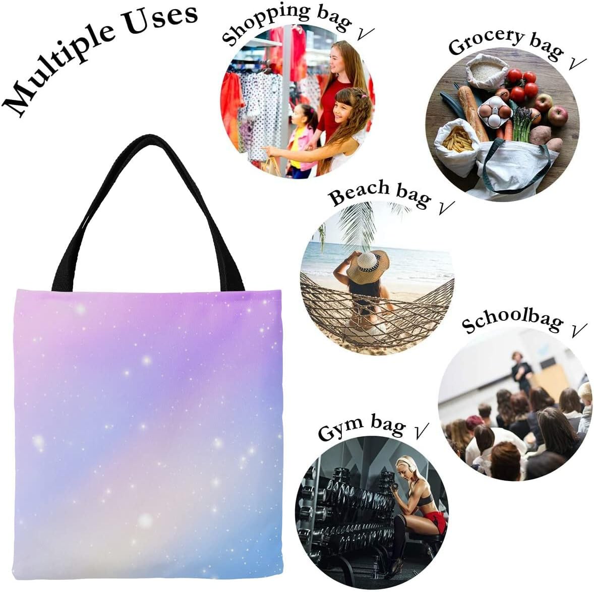 Bolsa de lona personalizada con diseño de música abstracta para compras, reutilizable, bolsa de hombro para mujeres y niñas