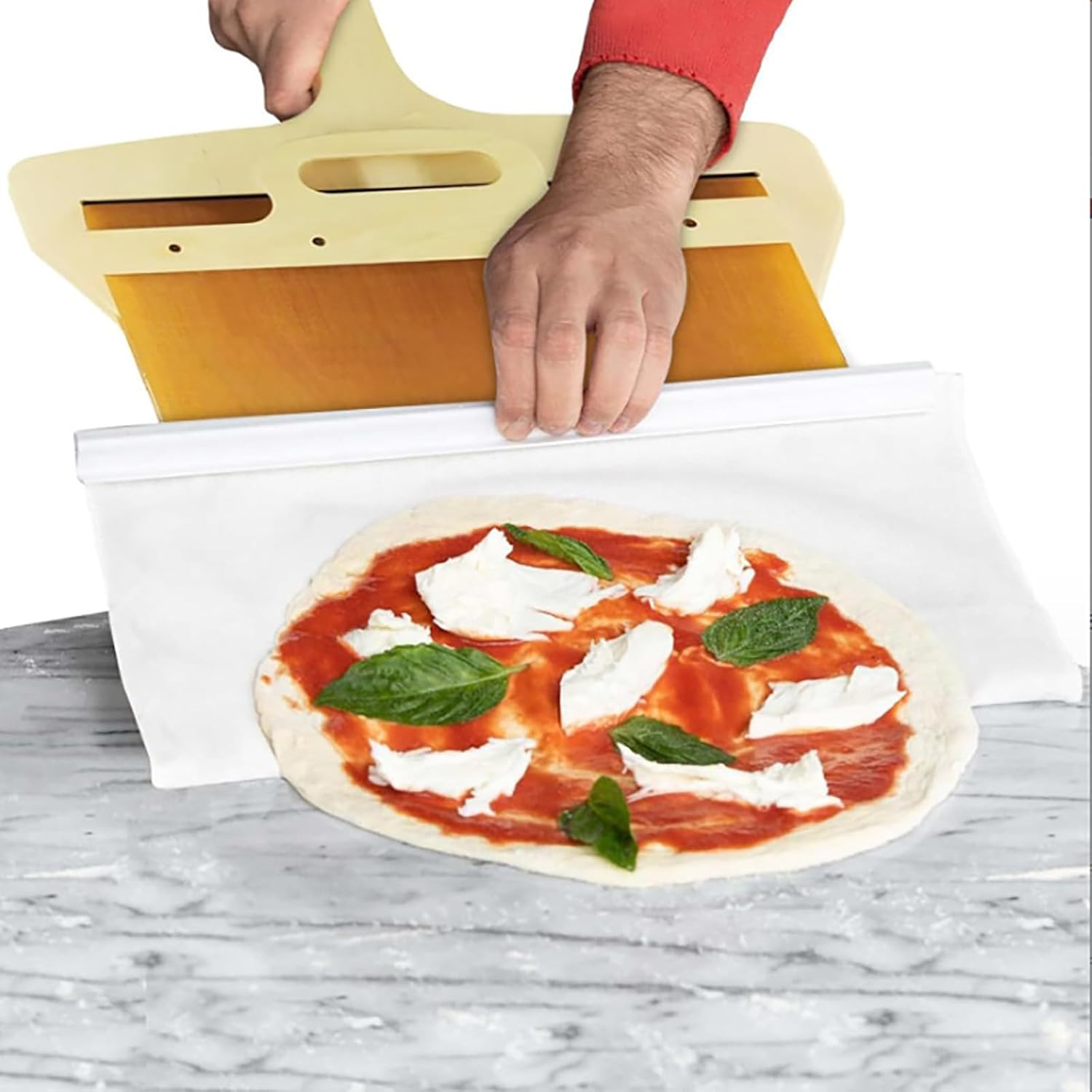 CCIJESW Pela deslizante de pizza, 20.6 x 13.7 pulgadas, herramienta deslizante de pizza con mango para transferir la corteza de pizza, accesorios de