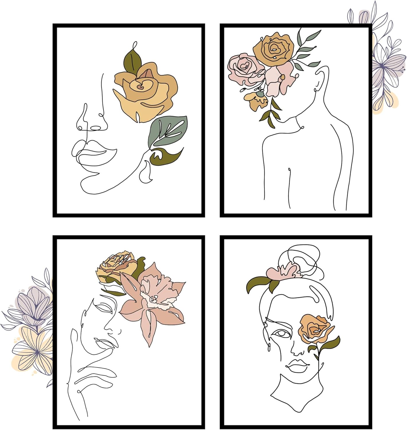 Insire Arte de pared feminista, arte de línea, arte de pared de silueta, arte de pared femenino, decoración de pared femenina, arte de pared de