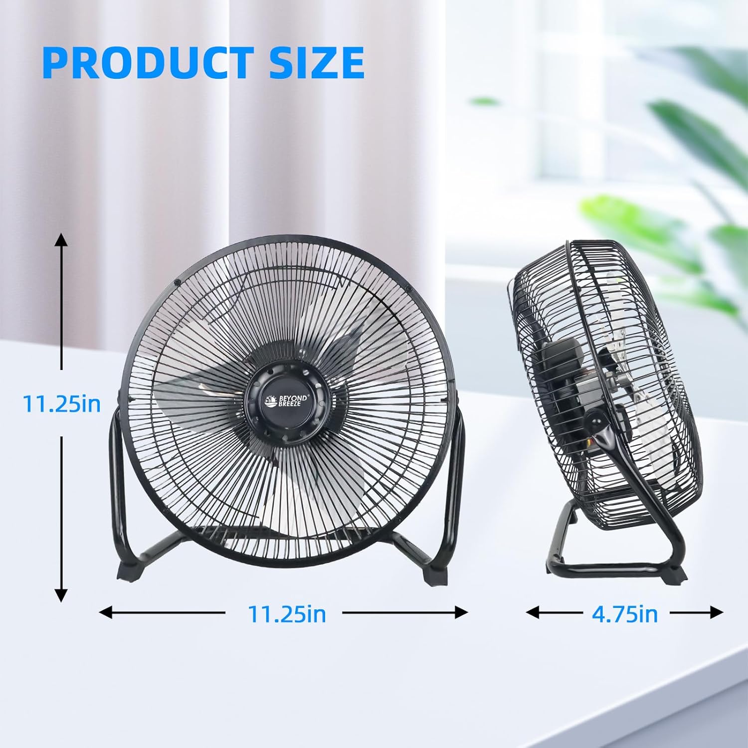 Ventilador de suelo de 9 pulgadas, 3 velocidades, resistente, pequeño, totalmente metálico, con inclinación ajustable para escritorio, mesa, oficina