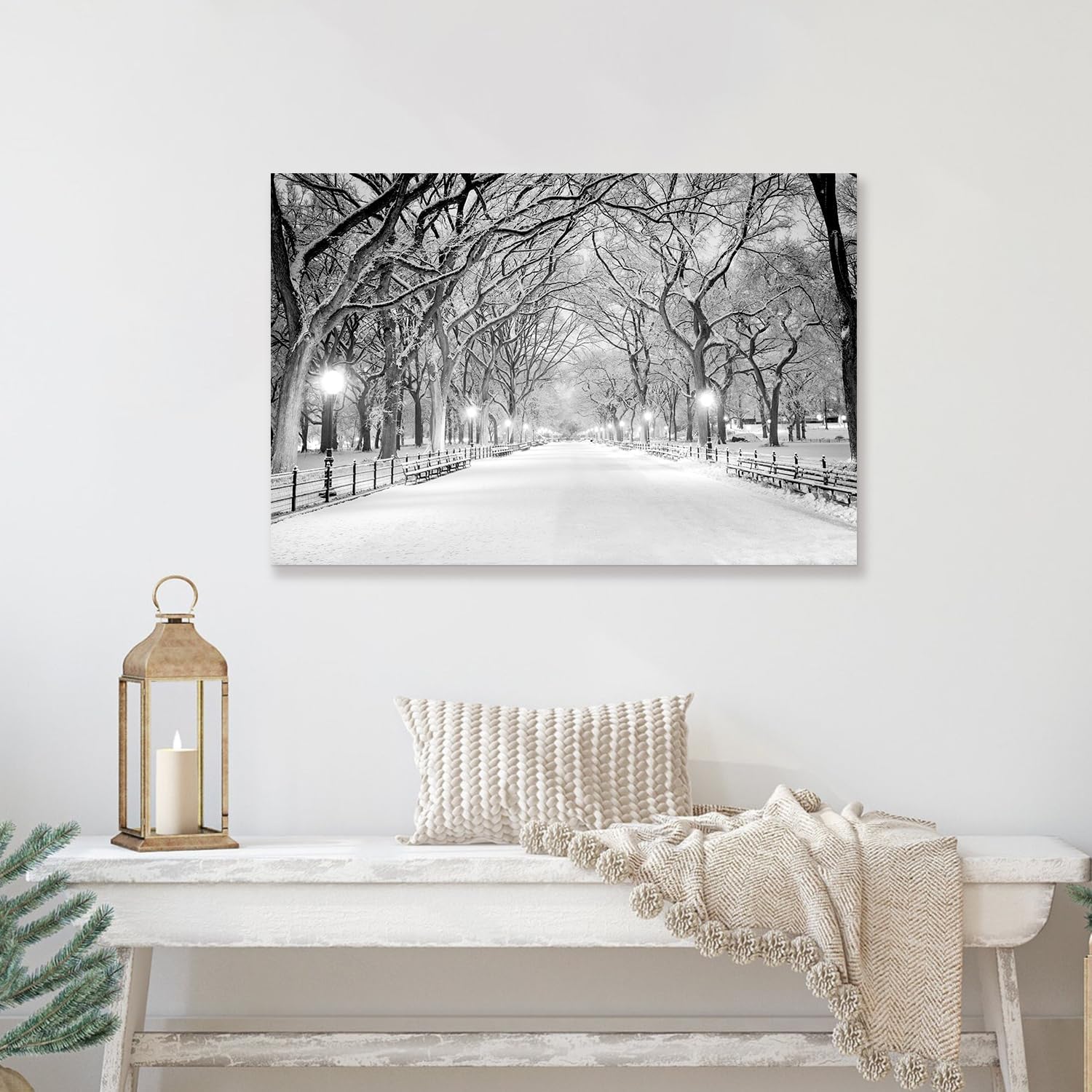 SEVEN WALL ARTS Hermoso lienzo de invierno para pared, paisaje, árboles nevados, parque central, lienzo, moderno, fresco, cuadros de pared,
