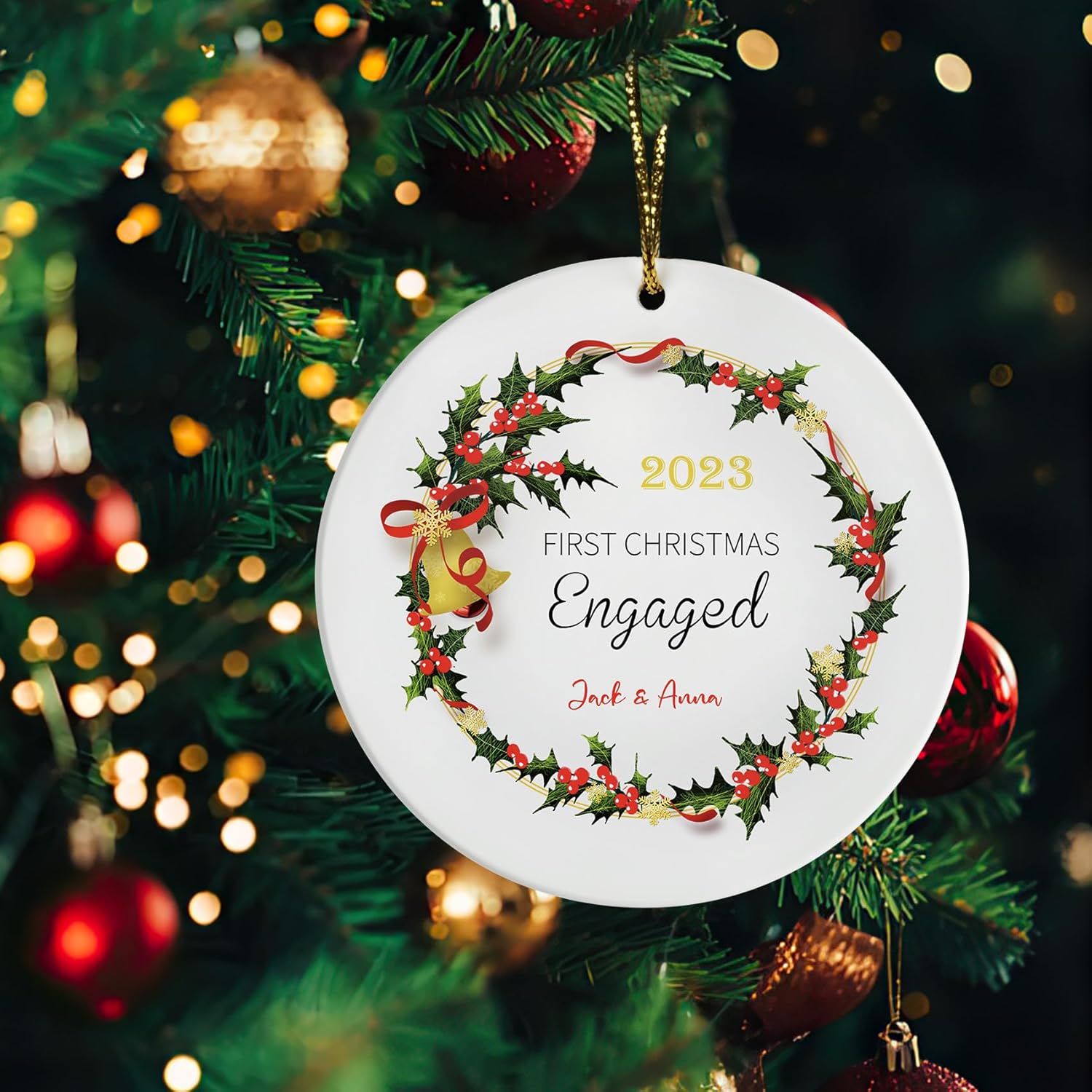 Adorno personalizado para pareja comprometida 2023, primera Navidad para casados juntos comprometidos, adornos de Navidad personalizados, idea,