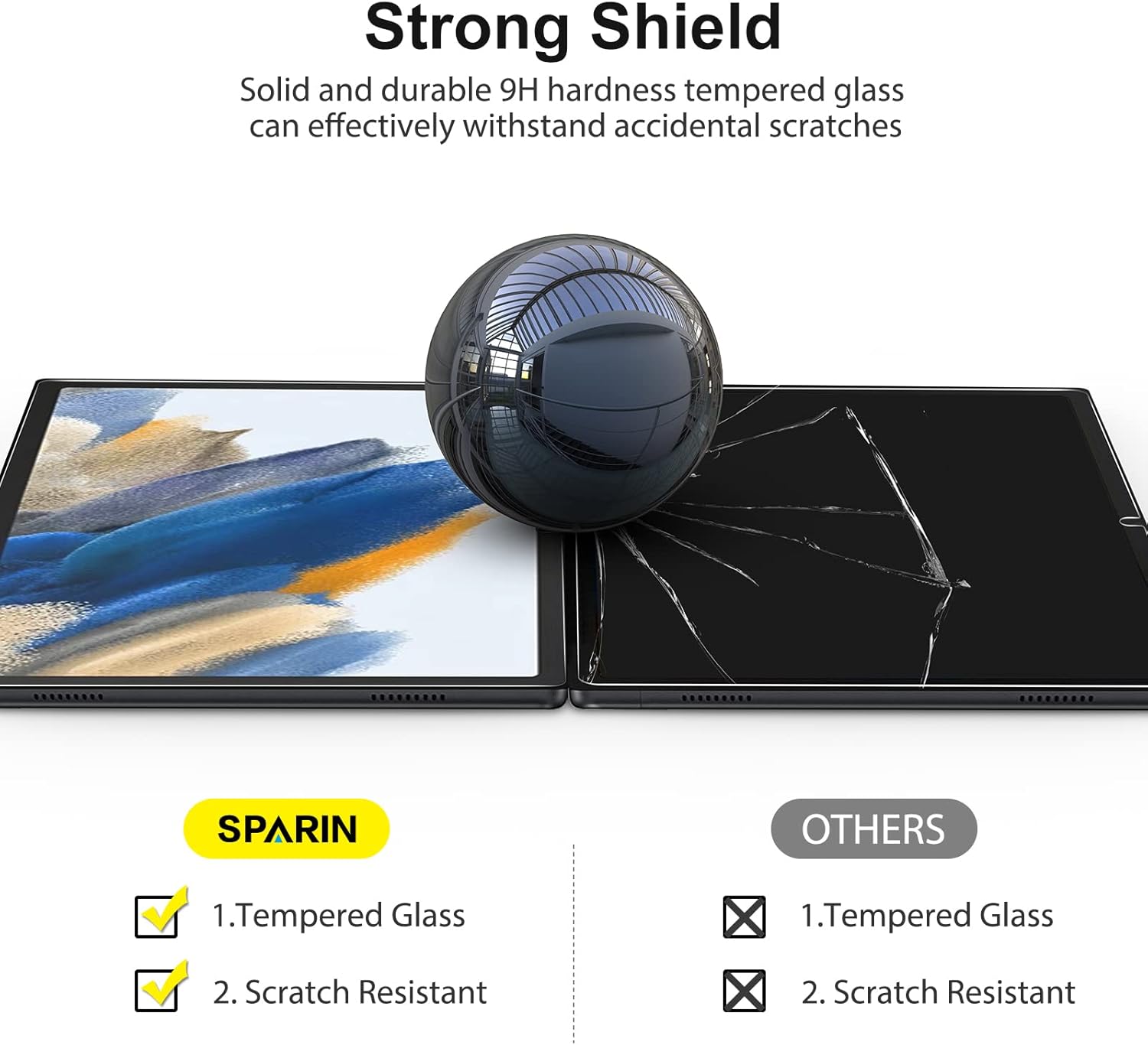 SPARIN Protector de pantalla para Samsung Galaxy Tab A8 de 10.5 pulgadas (SM-X200X205X207), paquete de 3 protectores de pantalla de vidrio templado