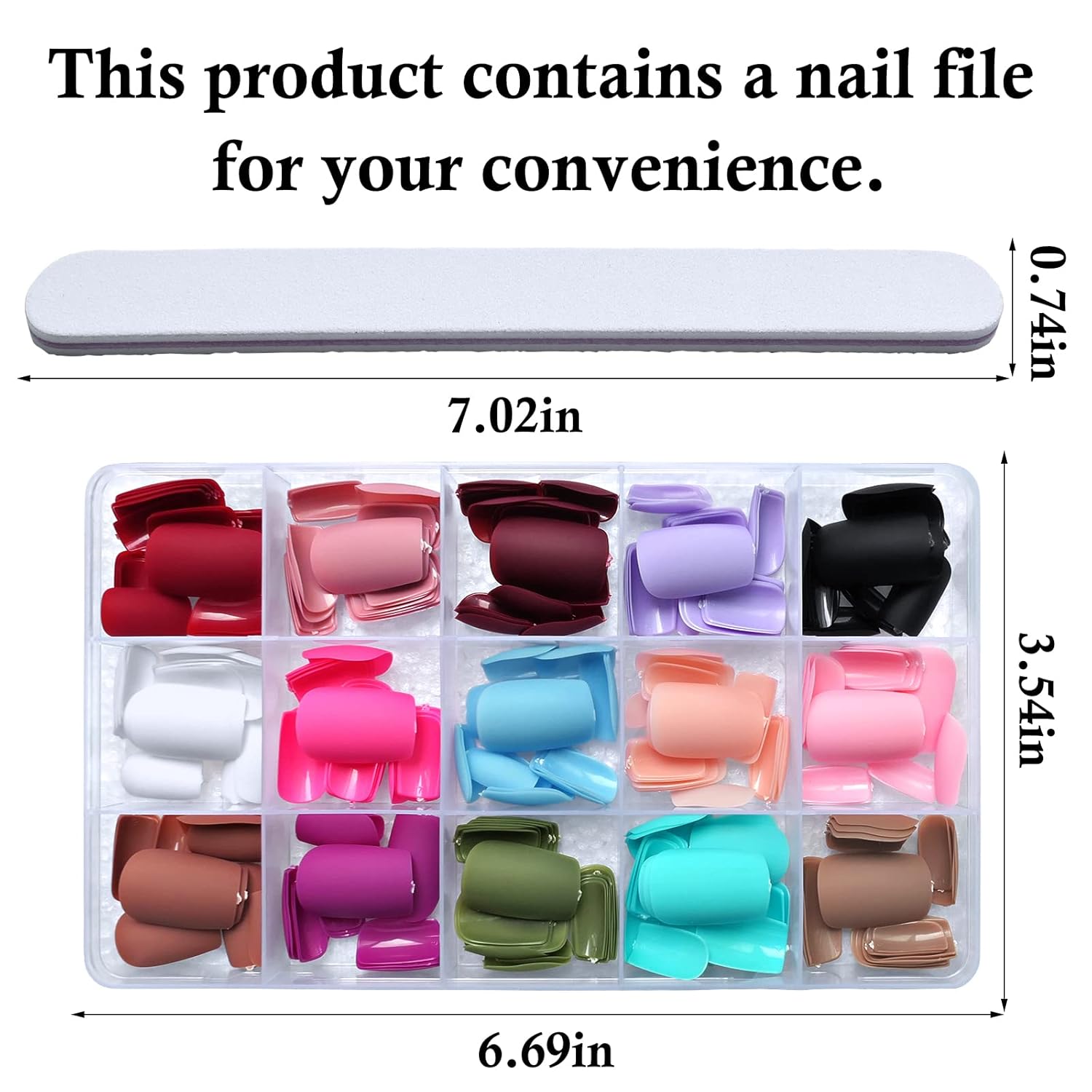 LoveOurHome 360 uñas cuadradas mate a presión, uñas postizas medianas, rectas cuadradas, uñas postizas de colores, uñas postizas acrílicas