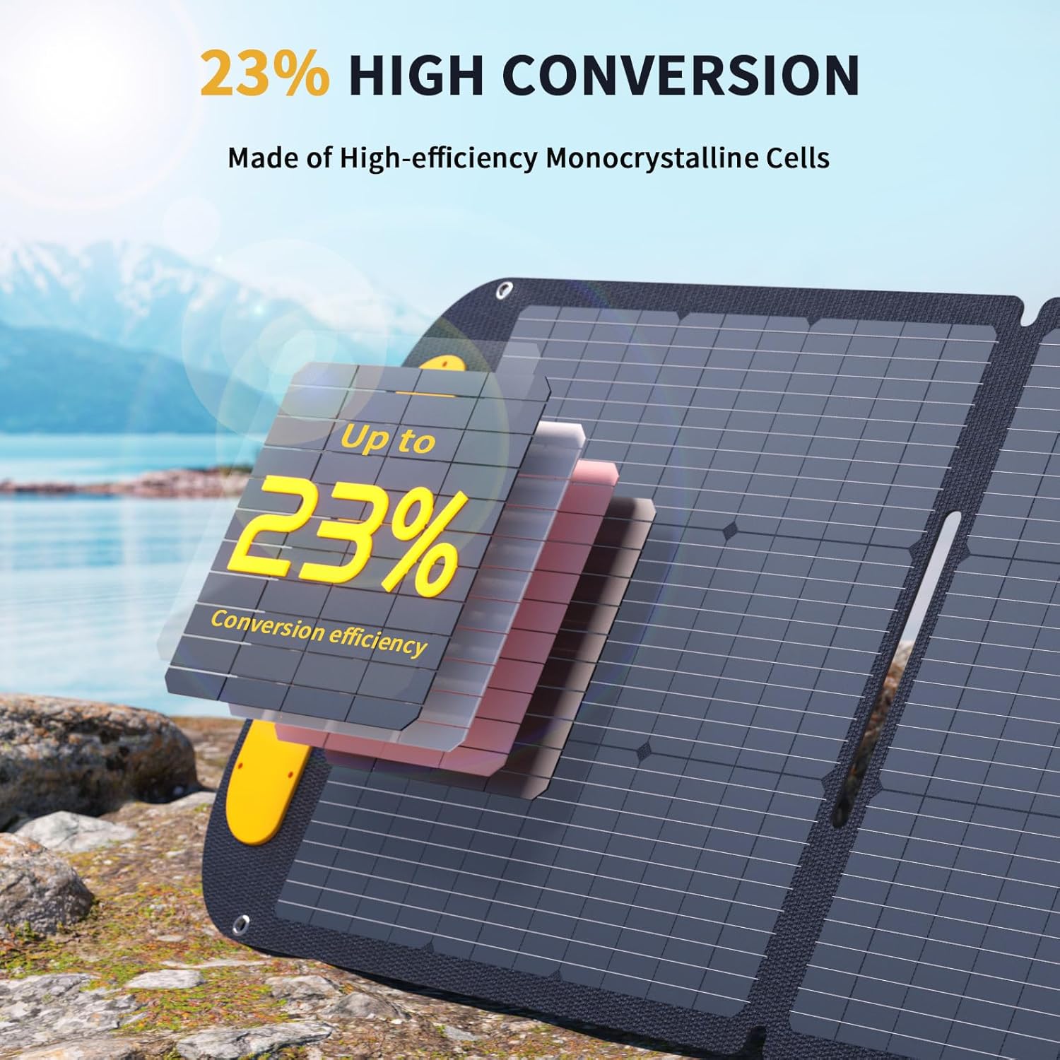 VTOMAN VS220 Pro Panel solar portátil de 220 W 48 V, 23% de eficiencia, panel solar plegable con impermeabilidad IP67 y adaptadores MC-4 Anderson