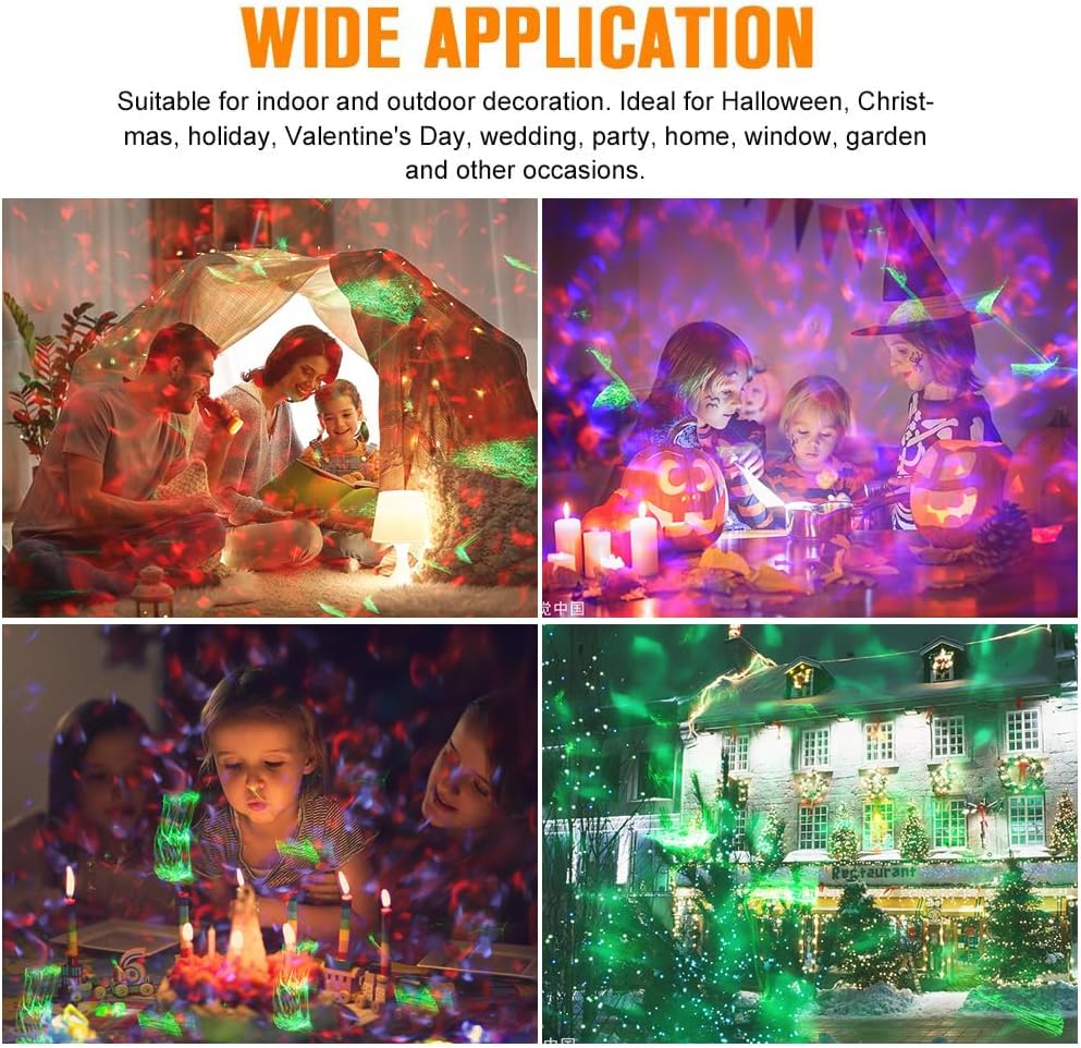 Proyector de luces de Navidad de Halloween para exteriores, 2 en 1 con ondas de agua, luz láser Aurora con control remoto, luz LED impermeable para