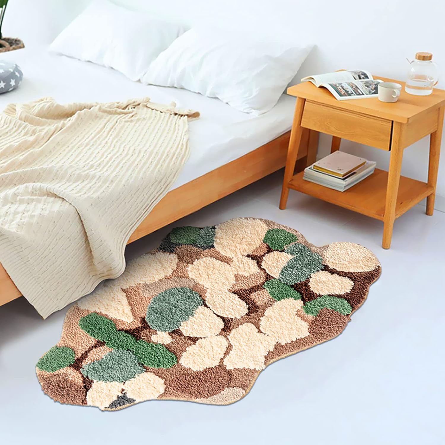 LEVINIS Alfombras de baño de musgo, bonita alfombra decorativa de musgo para baño, alfombra suave de pelo largo, alfombra de área para dormitorio,