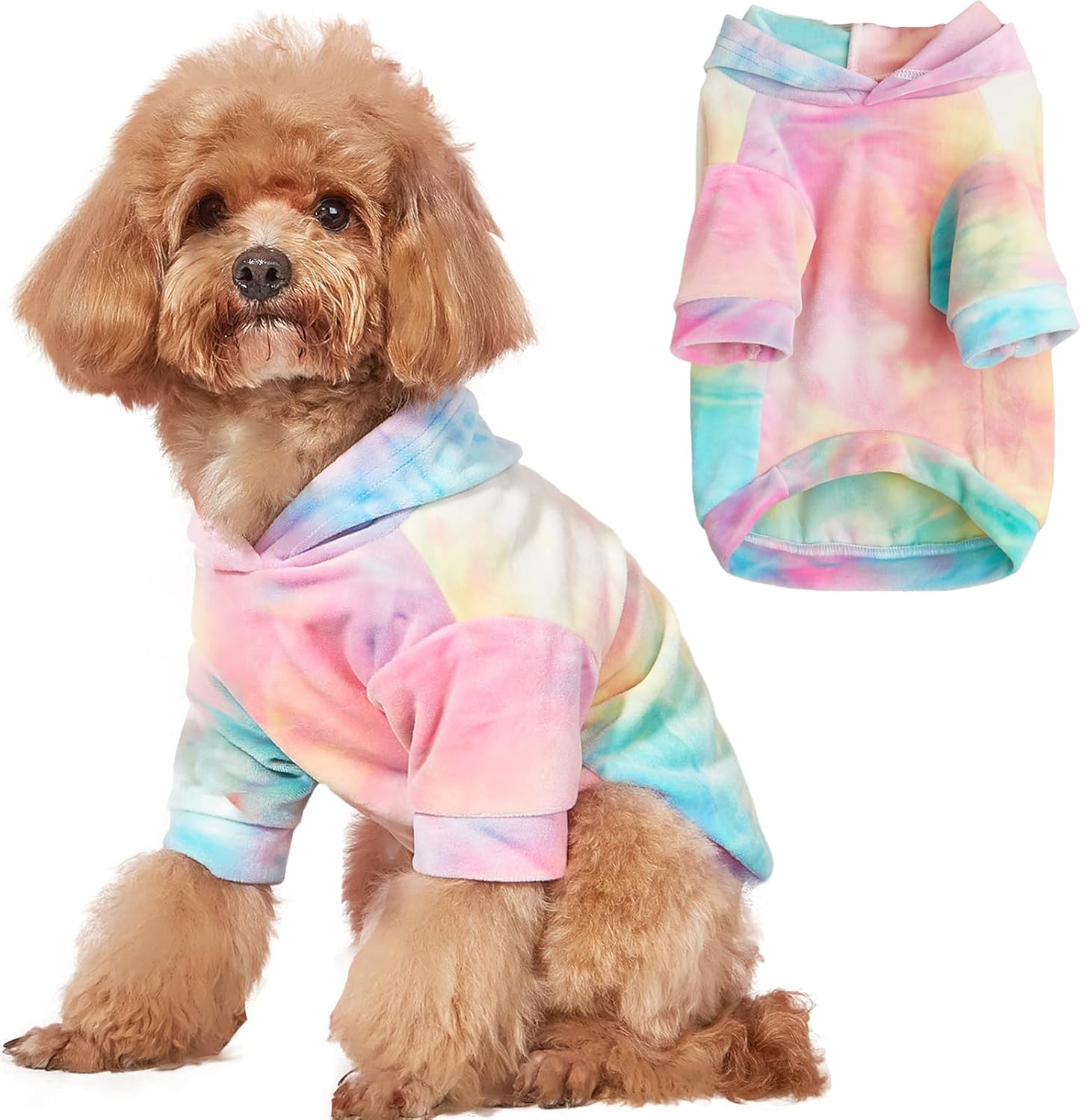 Sudadera con capucha para perro, teñido anudado, para cachorros, abrigo para clima frío, ropa para mascotas para perros y gatos