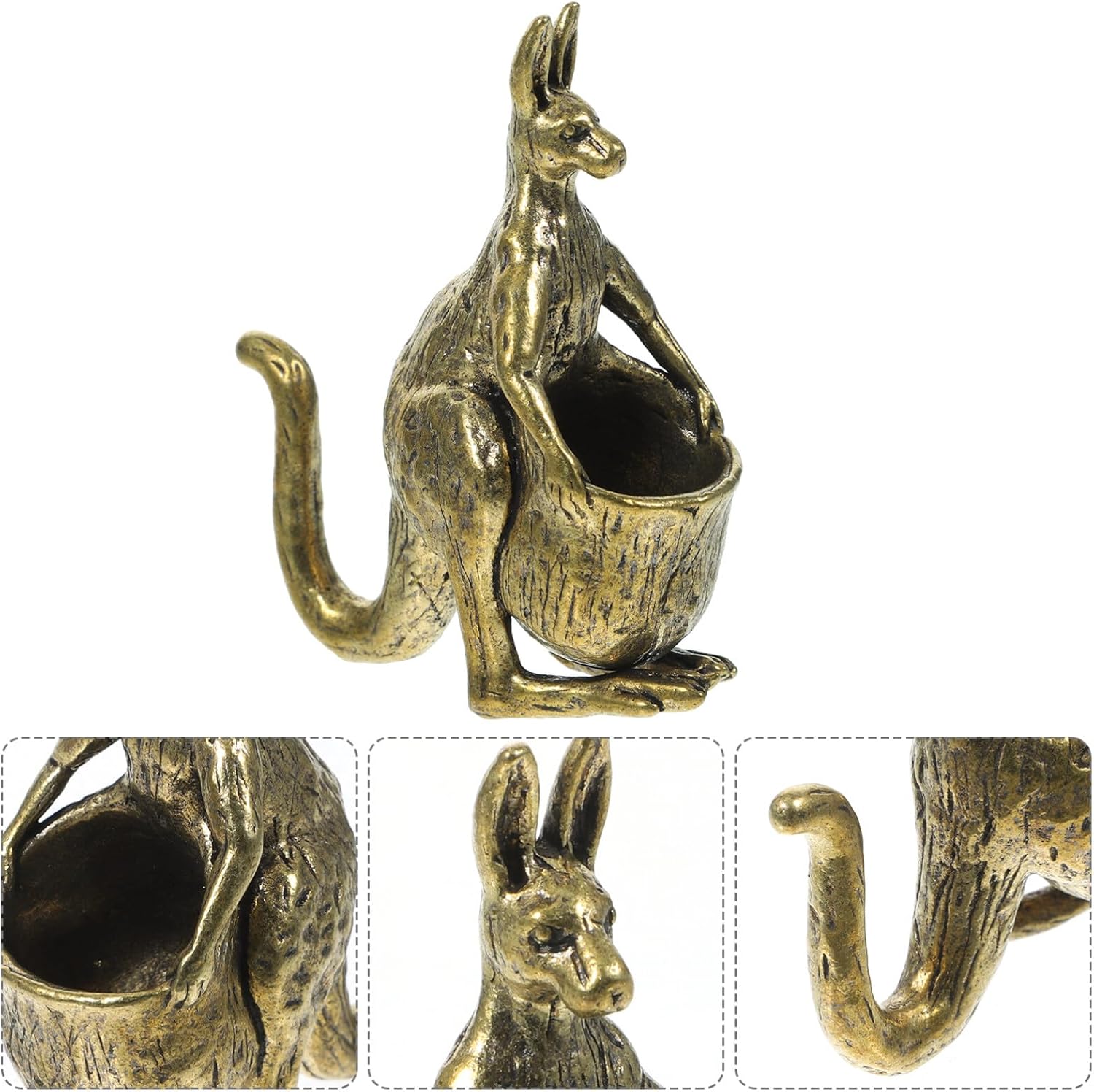 VOSAREA Decoración de mesa de comedor, figura de canguro de latón, animales, adornos de decoración de latón para decoración de mesa de té, adornos