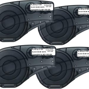 Cinta de etiquetas compatible con cartucho M21-500-499-TB, cinta de etiquetas de nailon de 12 pulgadas, película de tela de nailon negro sobre Cinta de etiquetas compatible con cartucho M21-500-499-TB, cinta de etiquetas de nailon de 12 pulgadas, película de tela de nailon negro sobre