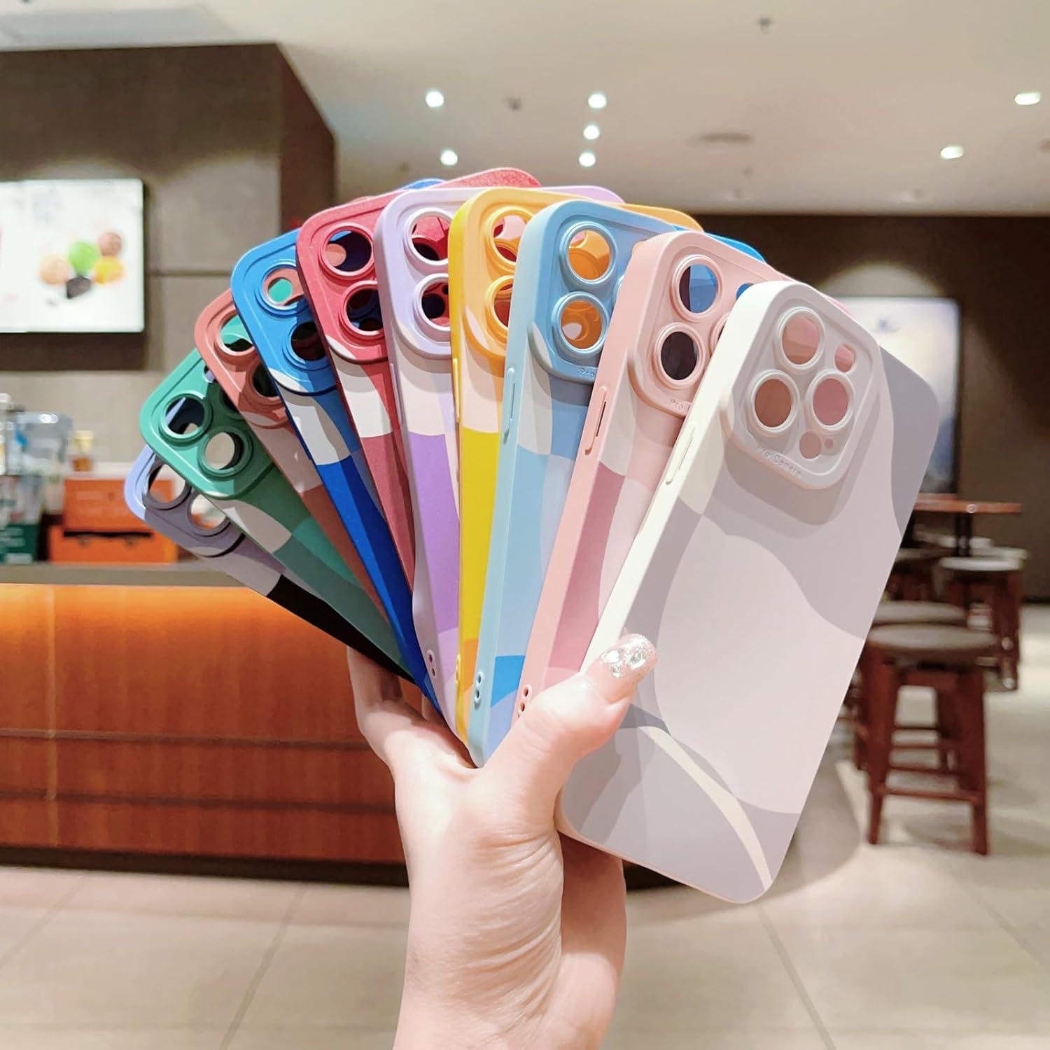 YKCZL Funda compatible con iPhone 15 Pro de 6.1 pulgadas, bonito patrón de corazón pintado con diseño de corazón, protector completo de lente de