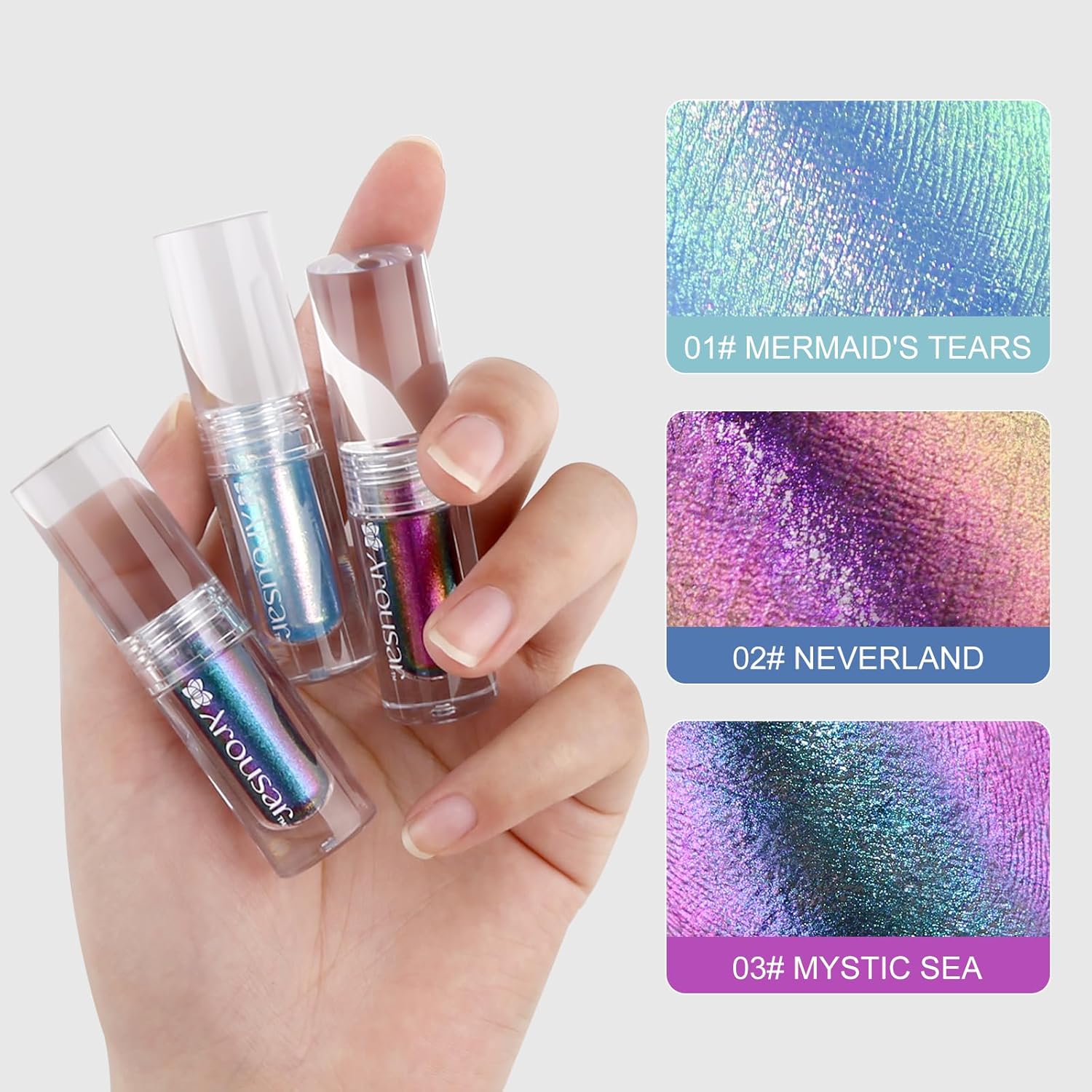 Sombra de ojos líquida metálica, sombra de ojos metálica camaleón, cambio multicolor, maquillaje de ojos altamente pigmentado y brillante,