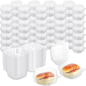 Suttmin 500 recipientes de plástico transparente con bisagras de 5.2 pulgadas, contenedores de alimentos desechables para tartas, caja cuadrada de Suttmin 500 recipientes de plástico transparente con bisagras de 5.2 pulgadas, contenedores de alimentos desechables para tartas, caja cuadrada de