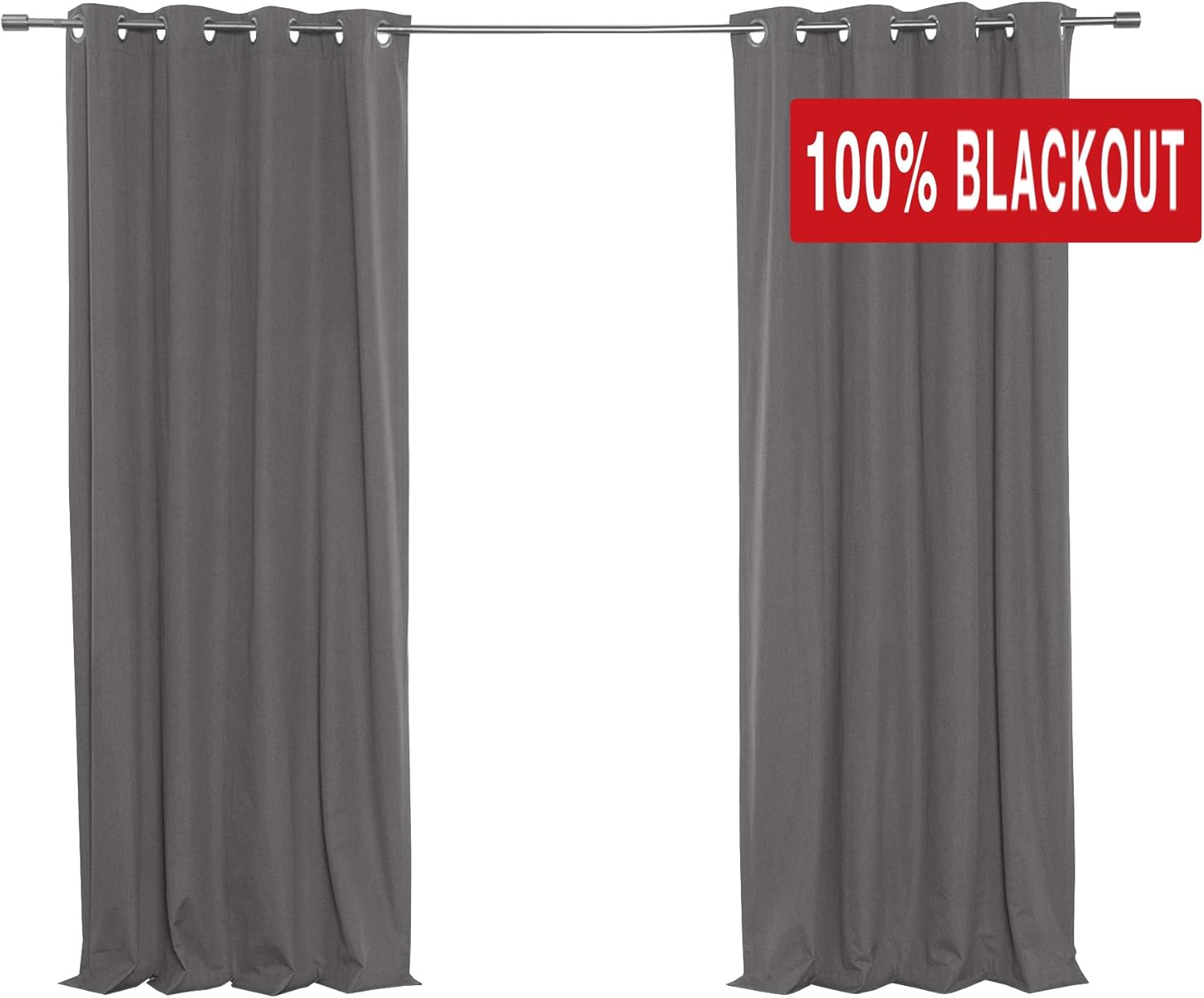 Best Home Fashion ZeroLight – Cortinas opacas térmicas con ojales texturizados, 100 % de lino, color gris oscuro, 52 pulgadas de ancho x 63 pulgadas