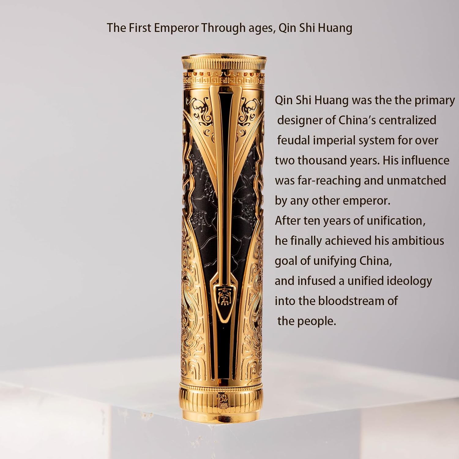 Hongdian D5 Pluma estilográfica Qin Dynasty Series 14K Gold Nib, pluma de lujo de pistón de estilo chino grabada para colección de escritura