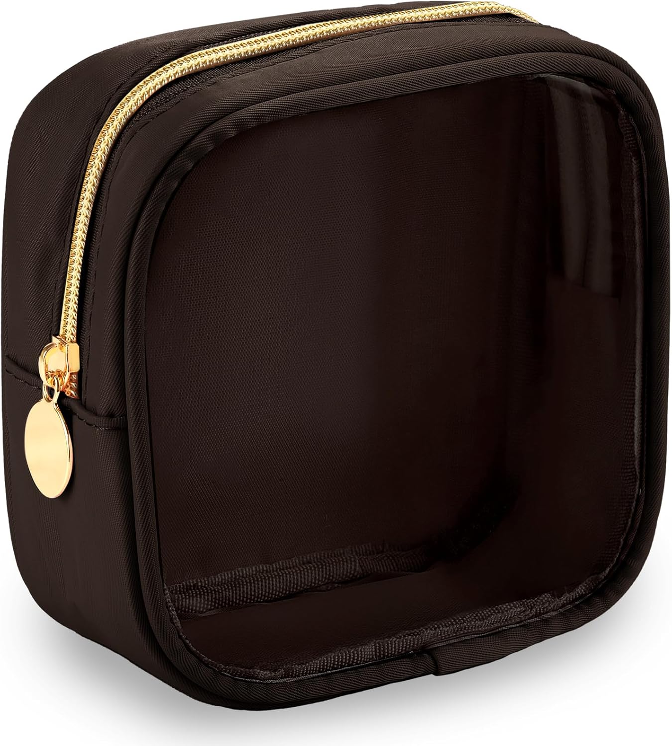 Mini bolsa de maquillaje para bolso, pequeña bolsa transparente, pequeña bolsa de cosméticos de nailon y PVC, bolsa organizadora de artículos de