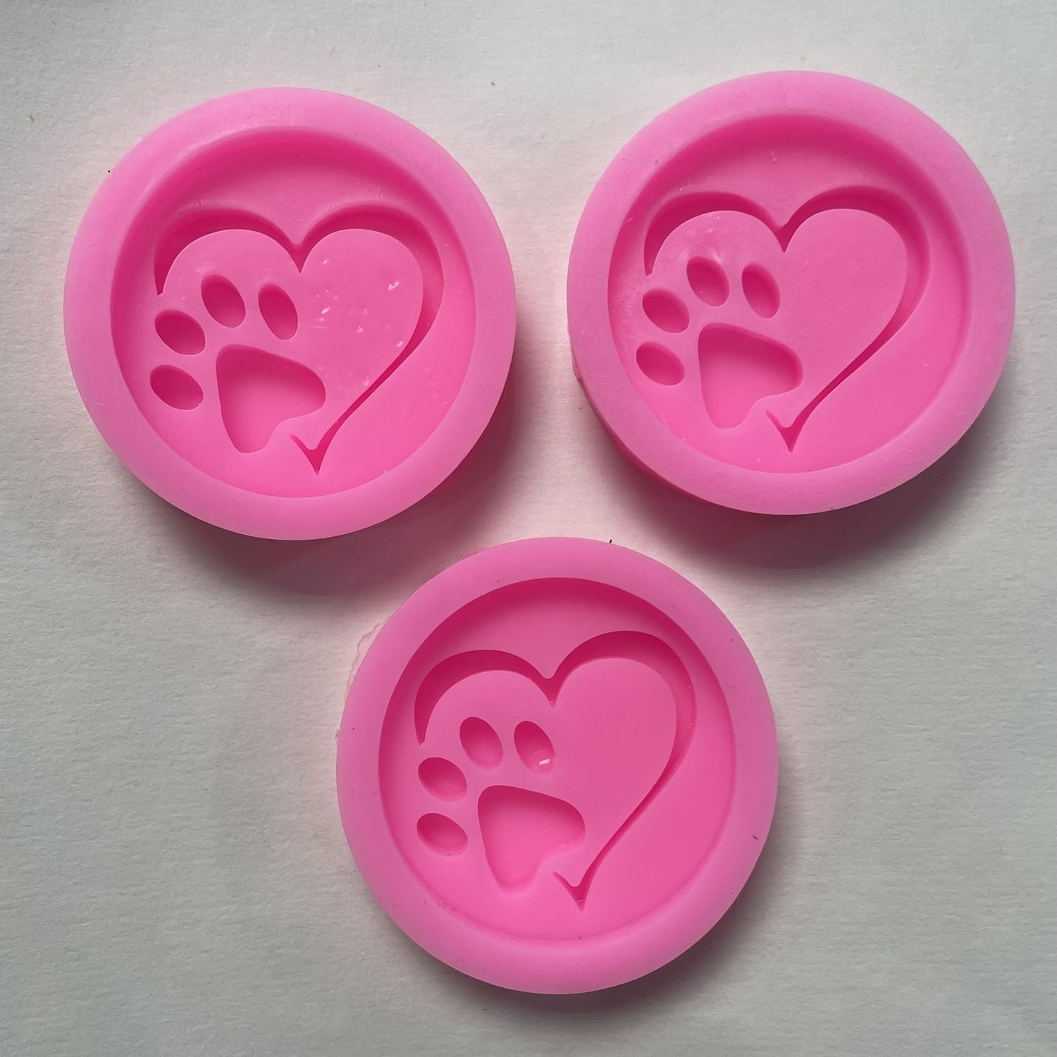 CUTIA 3 moldes de silicona, redondos con corazón y gato, molde para pastel de fondant para chocolate, dulces duros, galletas, gelatina,