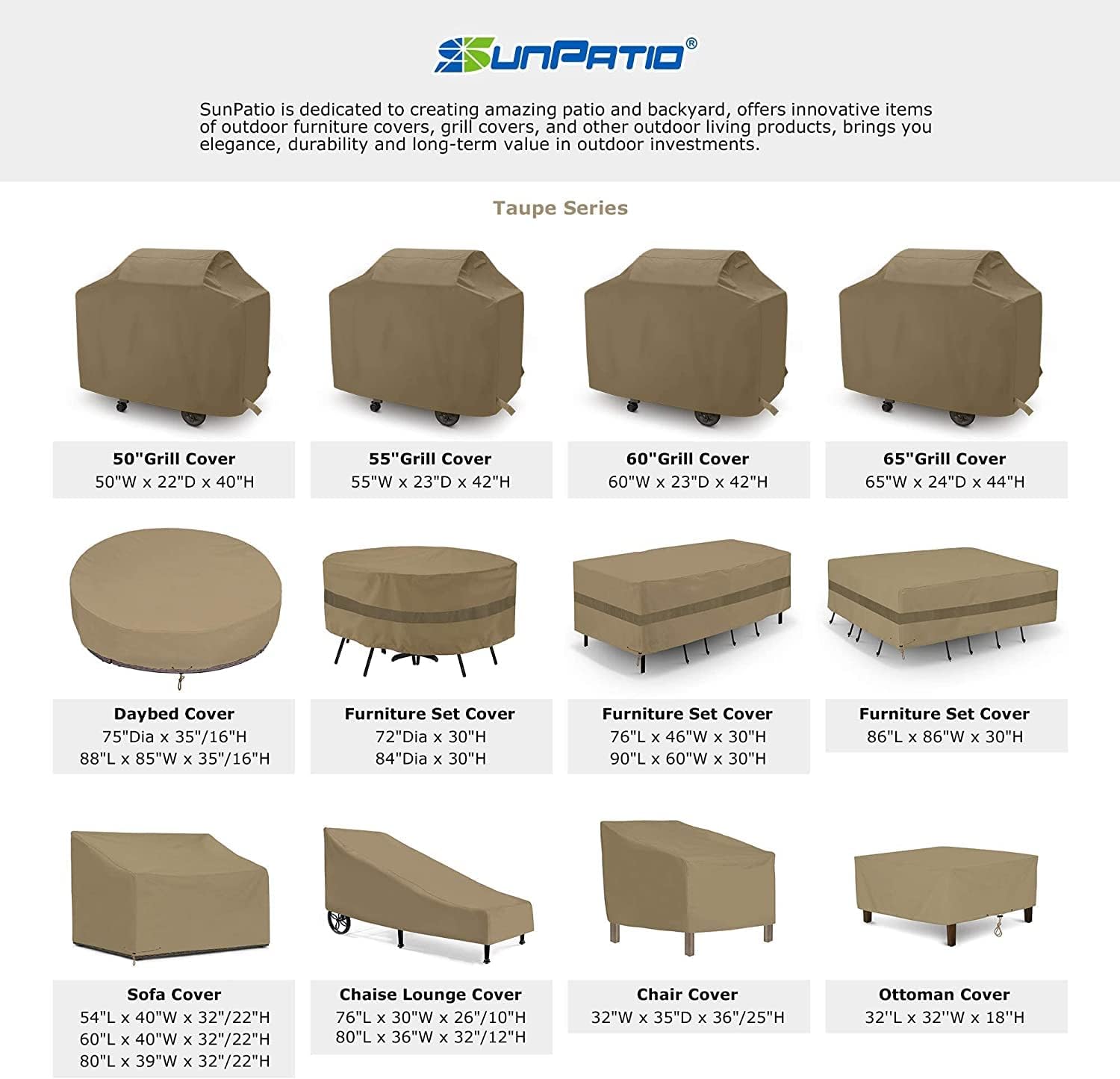 SunPatio Fundas para sillas de exterior, impermeables, resistentes para muebles de patio, césped, protección para todo tipo de clima, fundas de