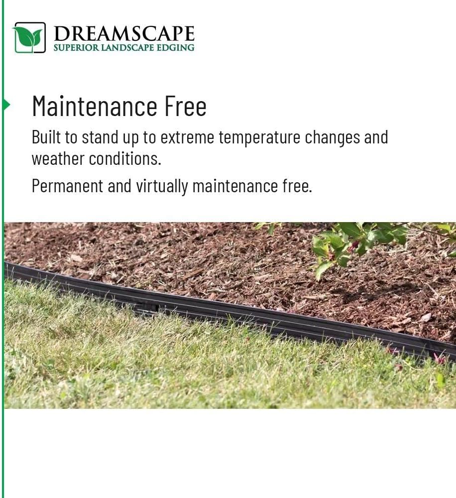 Dreamscape SlideEdge – Bordes de aluminio para paisajismo, 16 tiras, 7 pies 10 pies cada una (117.5 pies en total), pintura negra, borde de