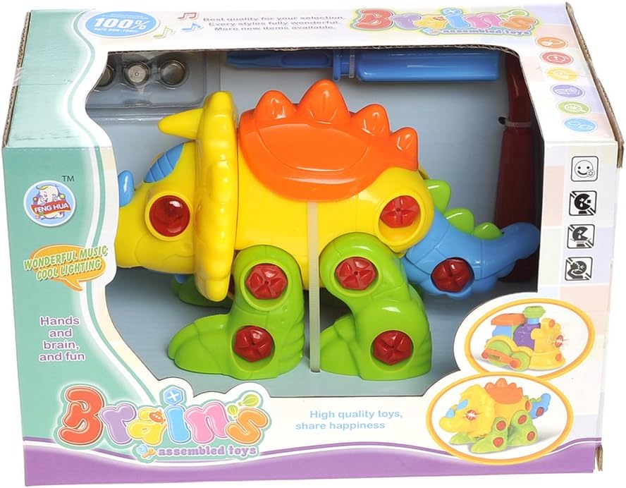 PowerTRC Take-A-Part Educational Triceratops – Dinosaurio de construcción con luces y sonido Juego de juguetes de construcción con 2