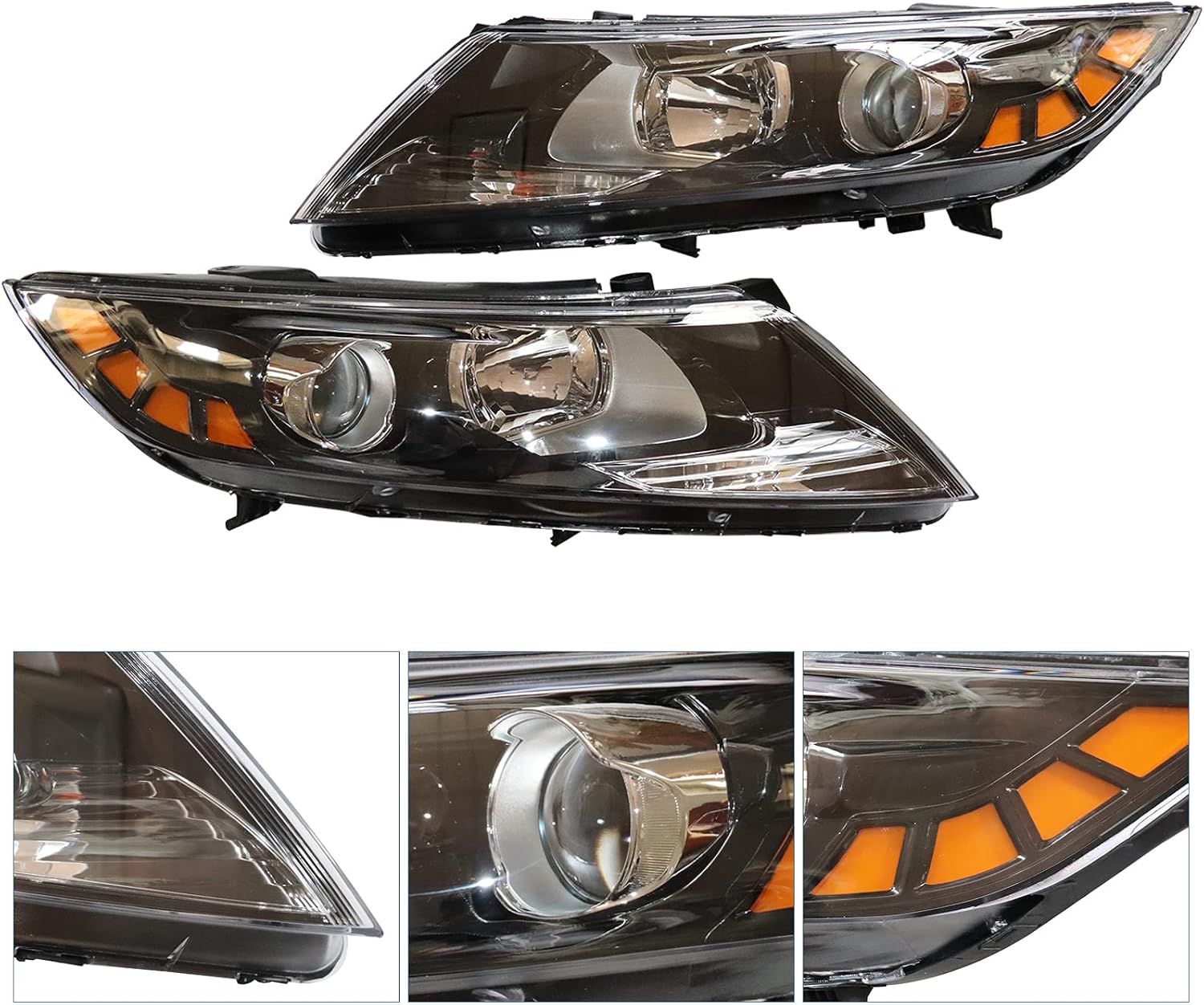 OUKANING – Para 2011 2012 2013 Kia Optima Faros halógenos Faros delanteros Reemplazo Lado Izquierdo y Derecho Estilo Fábrica Carcasa Cromo Lente