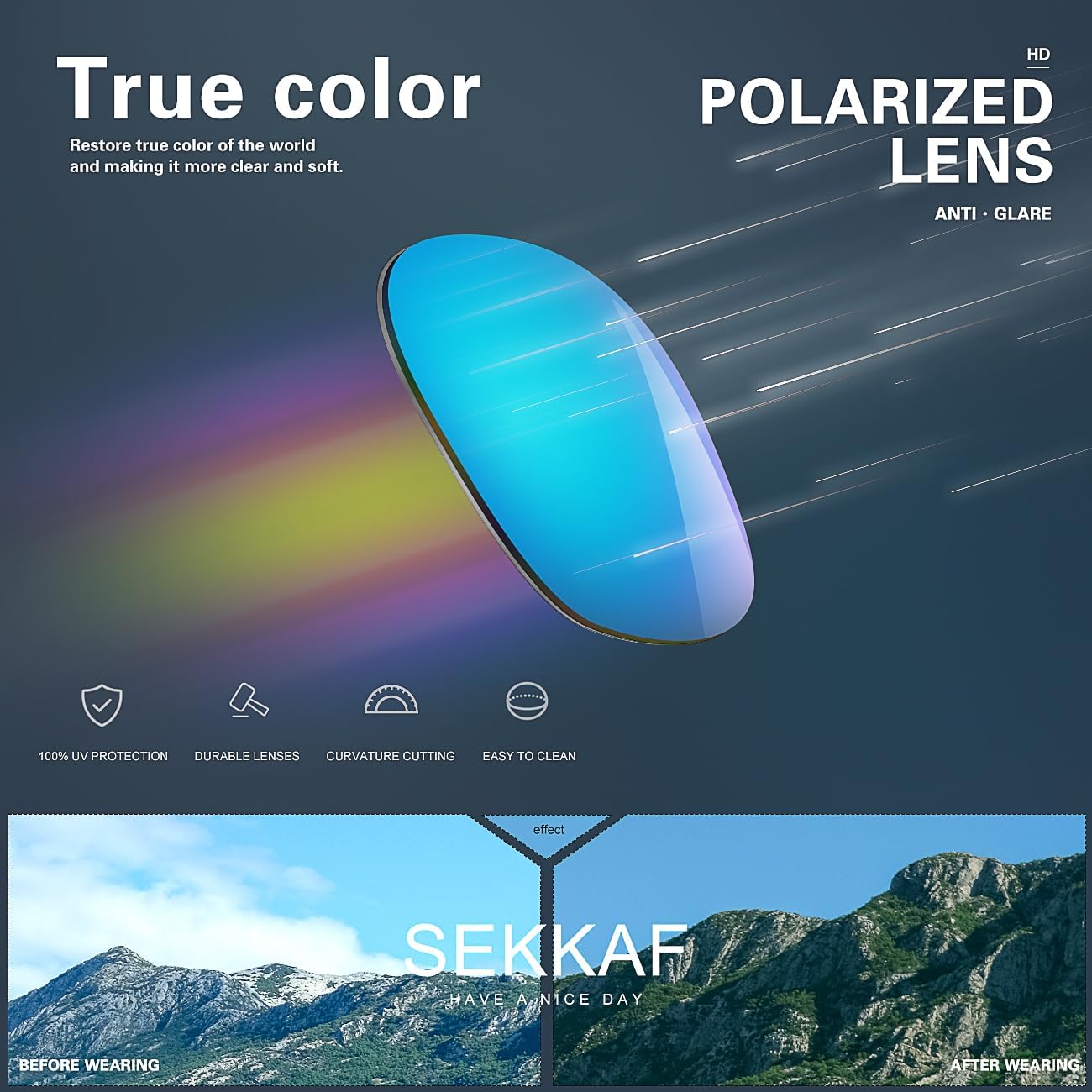 Lentes de sol polarizados para hombres y mujeres, para conducir, deportes, senderismo, gafas de sol, montura cuadrada clásica, protección UV400