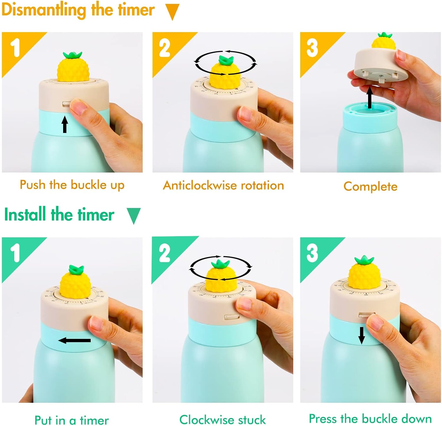 Micnaron Botella de agua de 12 onzas con aislamiento al vacío, de acero inoxidable con temporizador, doble pared aislada al vacío, mantiene las