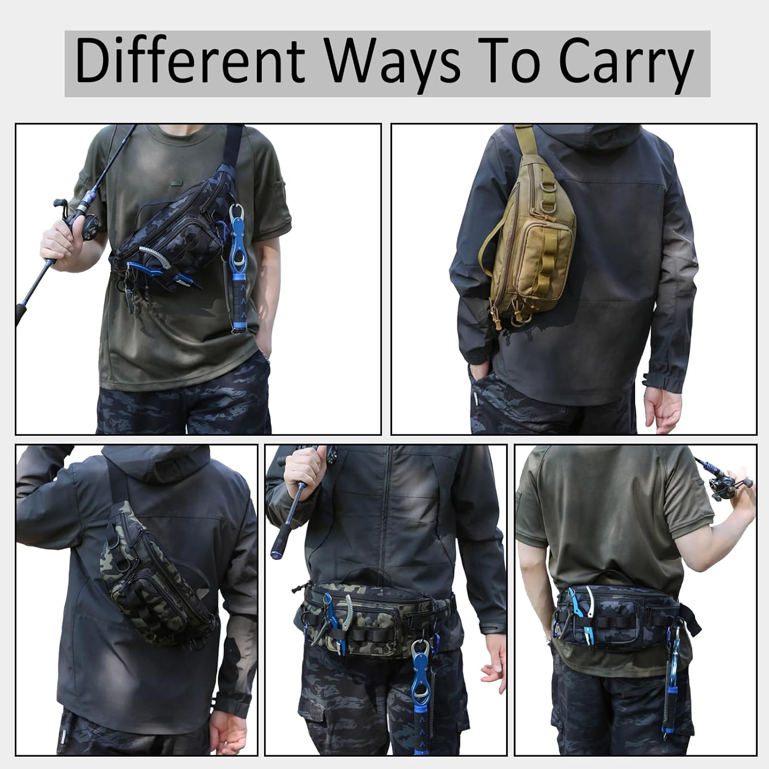 Cangurera táctica, pequeña bolsa de aparejos de pesca, resistente al agua, bolsas de cintura militares portátiles para almacenamiento de pesca al