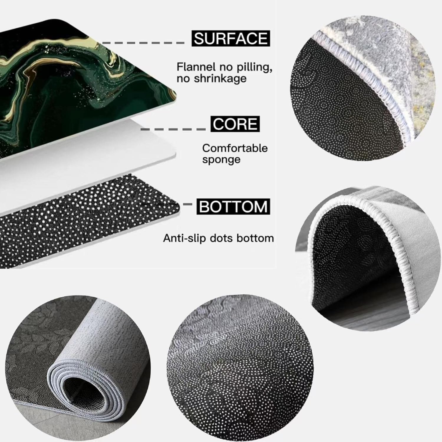 Alfombras clásicas de mármol azul real, de lujo, con tinta salpicada dorada para interiores, antideslizantes, lavables a máquina, transpirables,