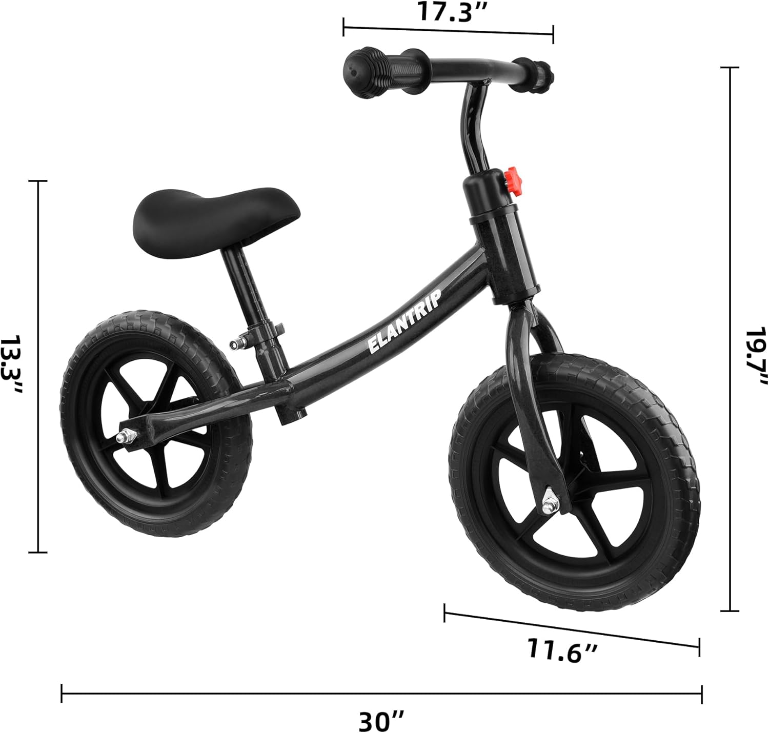 Elantrip Bicicleta de equilibrio, bicicleta negra ligera para niños de 1 a 3 años, juguetes de regalo de cumpleaños para niños y niñas de 1 a 3