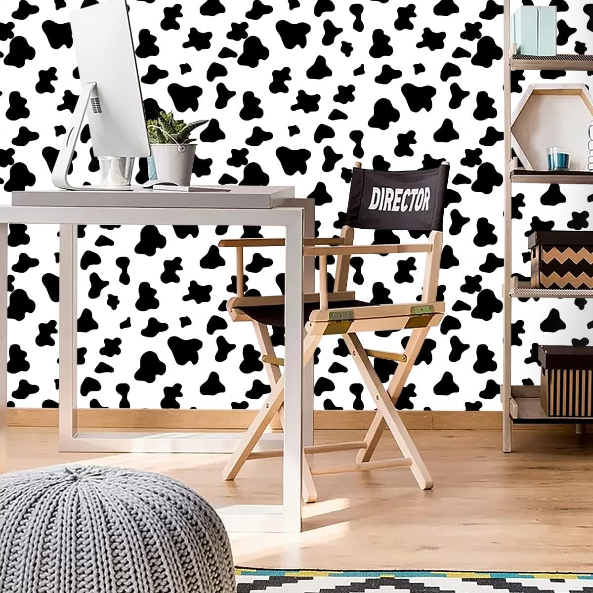 Papel de contacto con manchas blancas y negras, papel tapiz autoadhesivo de 17.7 x 1200 pulgadas, papel tapiz autoadhesivo de vinilo blanco y negro,