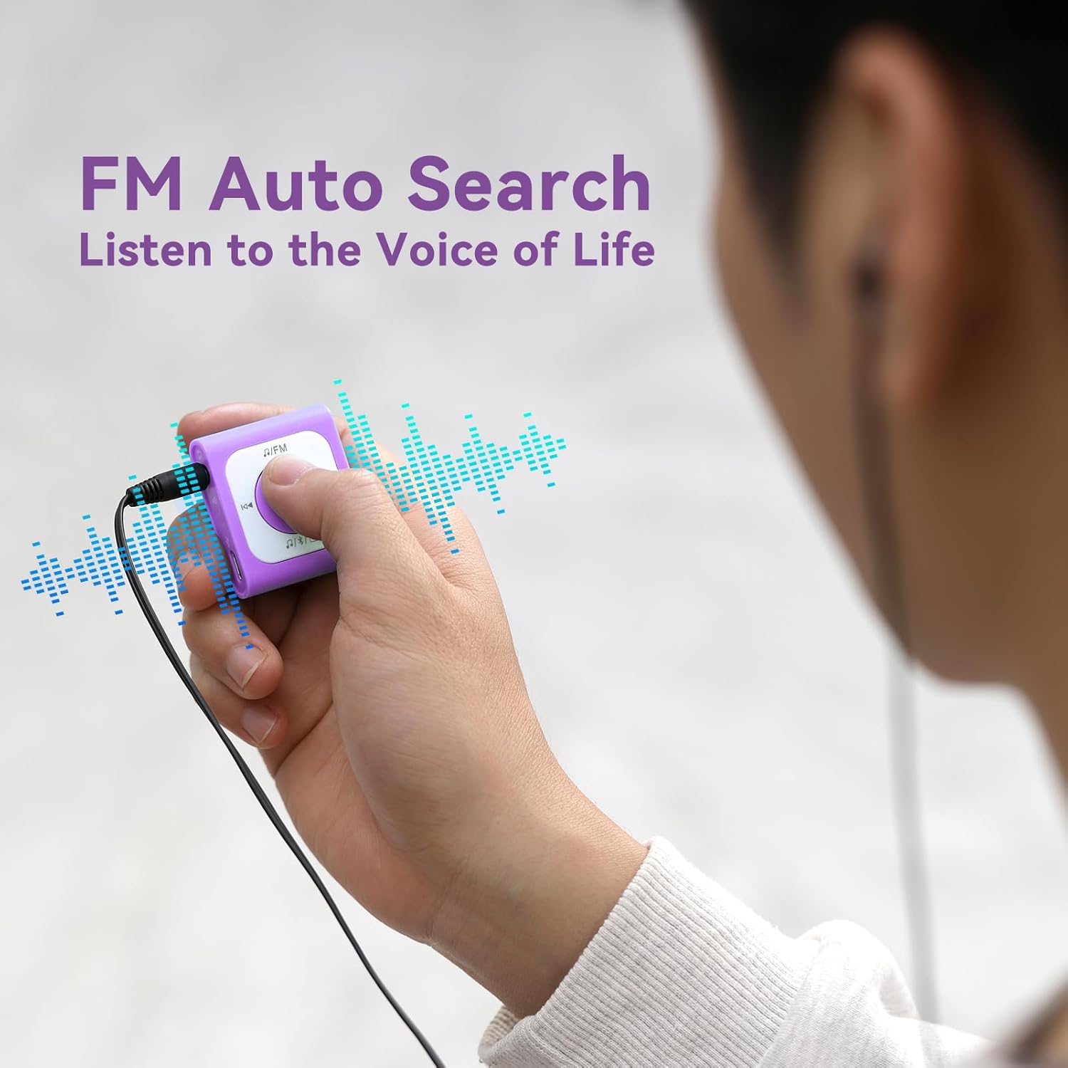 AGPTEK A51PL – Reproductor de MP3 con clip de 64 GB con Bluetooth, reproductor de música portátil con radio FM, no necesita teléfono, para deportes,