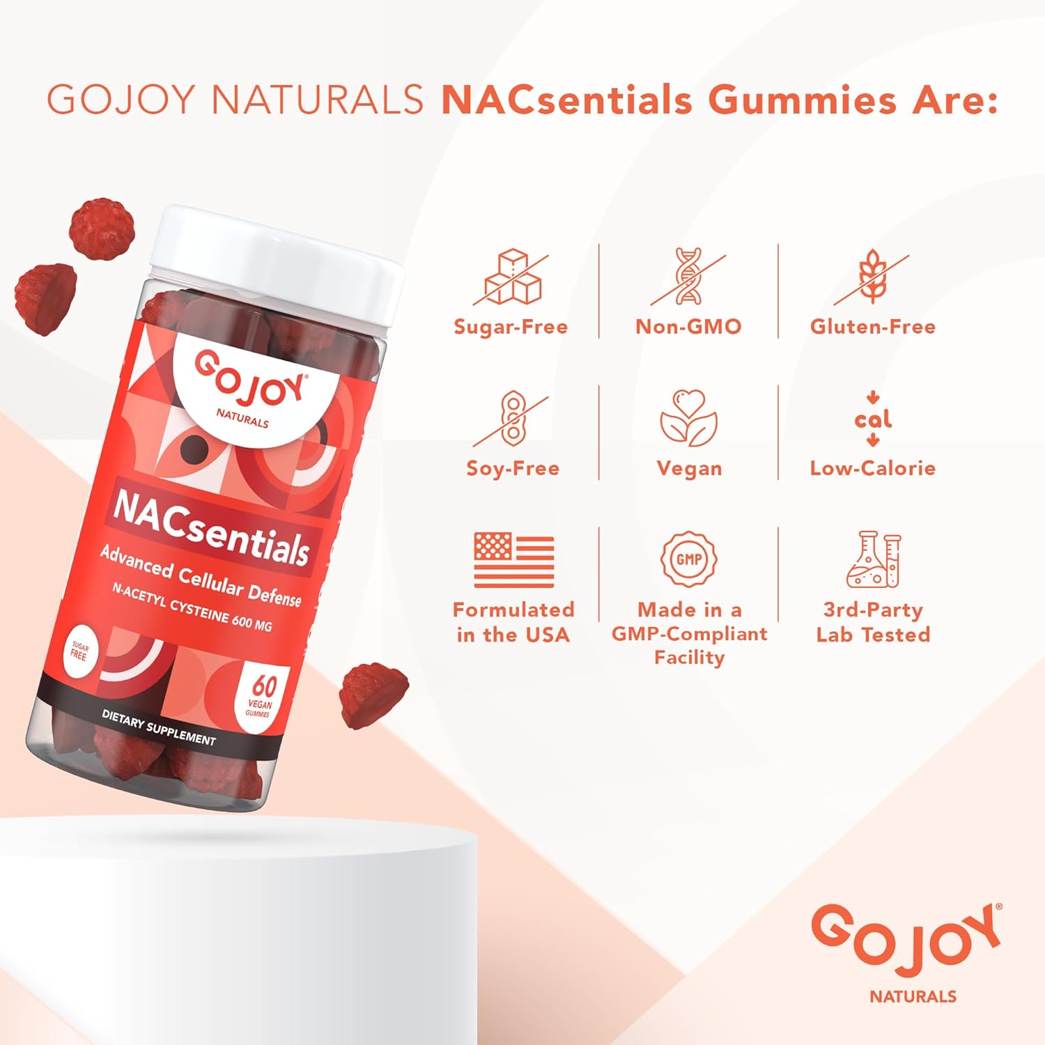 NACsentials – Gomitas de 600 mg de NAC y N-acetil cisteína, mezcla antioxidante esencial para defensa celular y salud de la piel, con vitamina C,