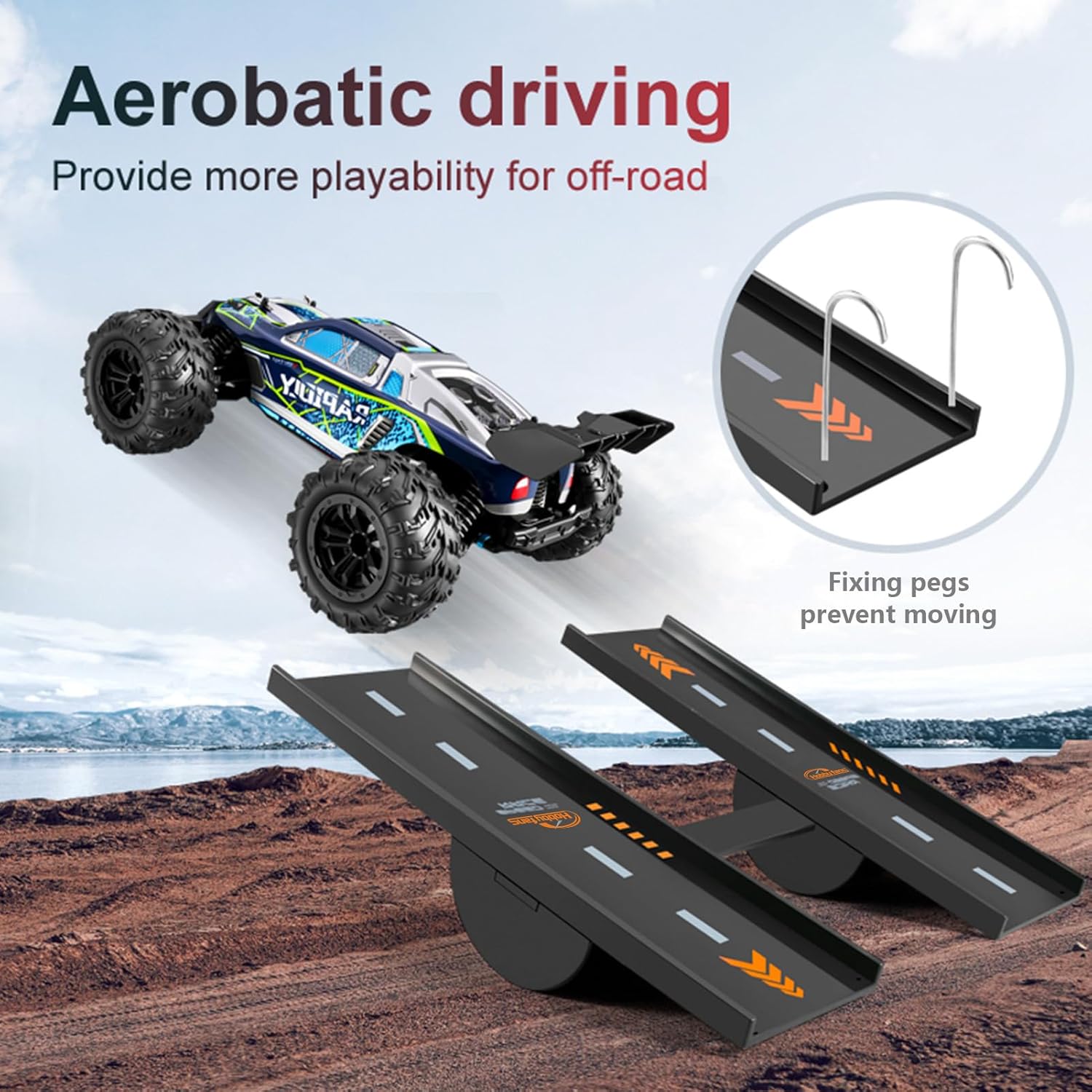 Hobby Fans Rampa de salto de coche RC tablero de despegue de coche RC Stunt Playset para 18 110 112 114 116 RC Crawler Accesorios de coche