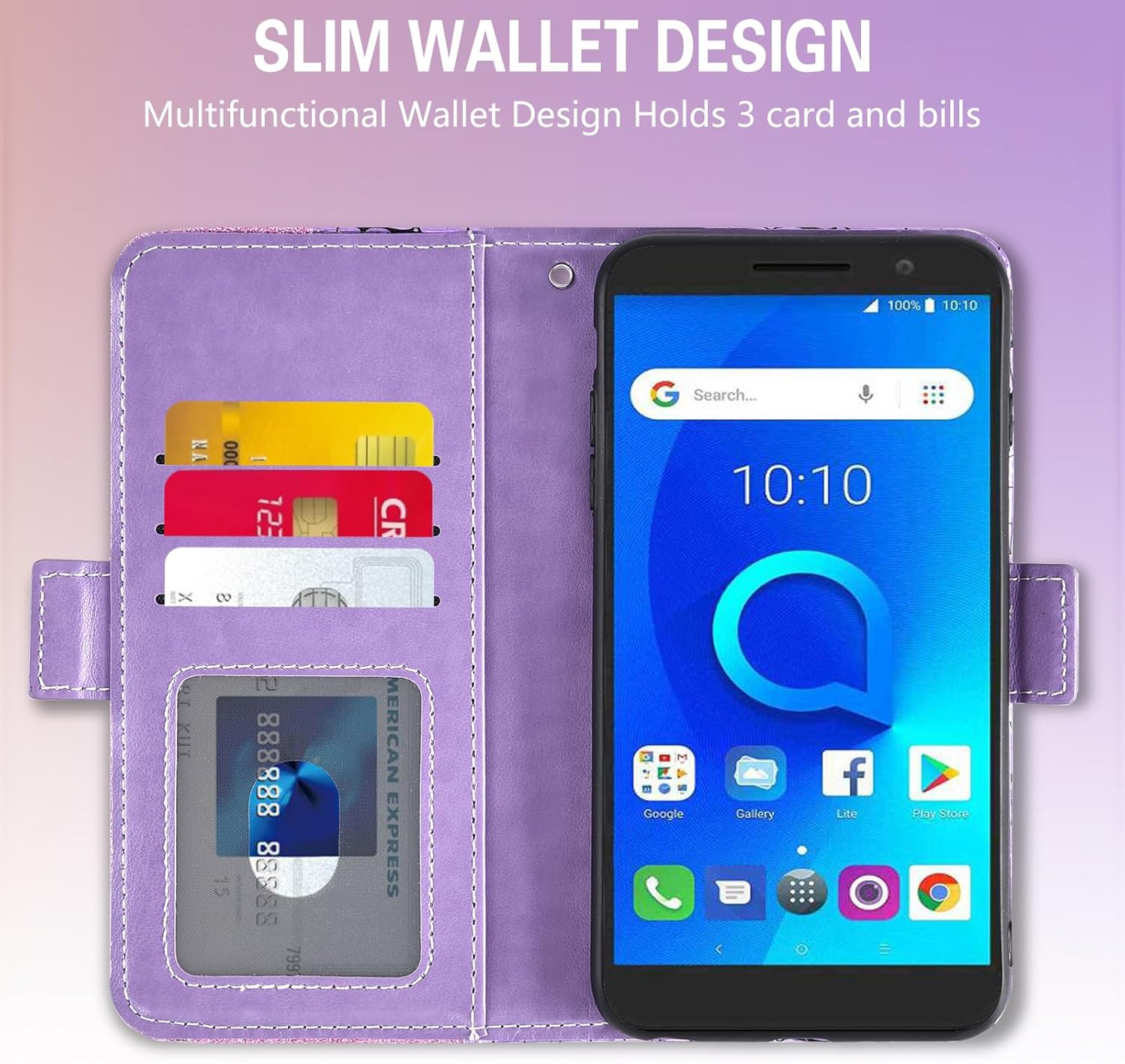 Asuwish Funda de teléfono para Alcatel 1 2019 5033EAlcatel1 2021 4G LTE Funda tipo cartera con protector de pantalla y correa para la muñeca,
