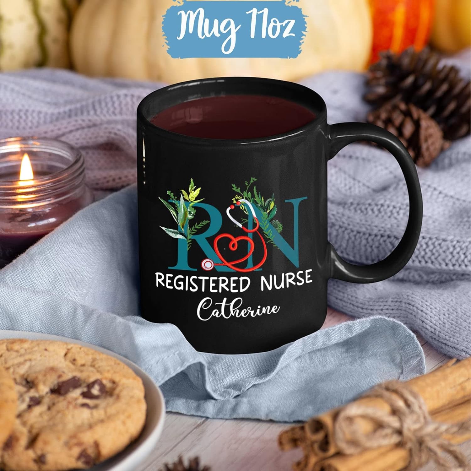 Taza de té para enfermera, tazas de enfermera personalizadas, taza de café de enfermera registrada con nombre personalizado, taza de café para