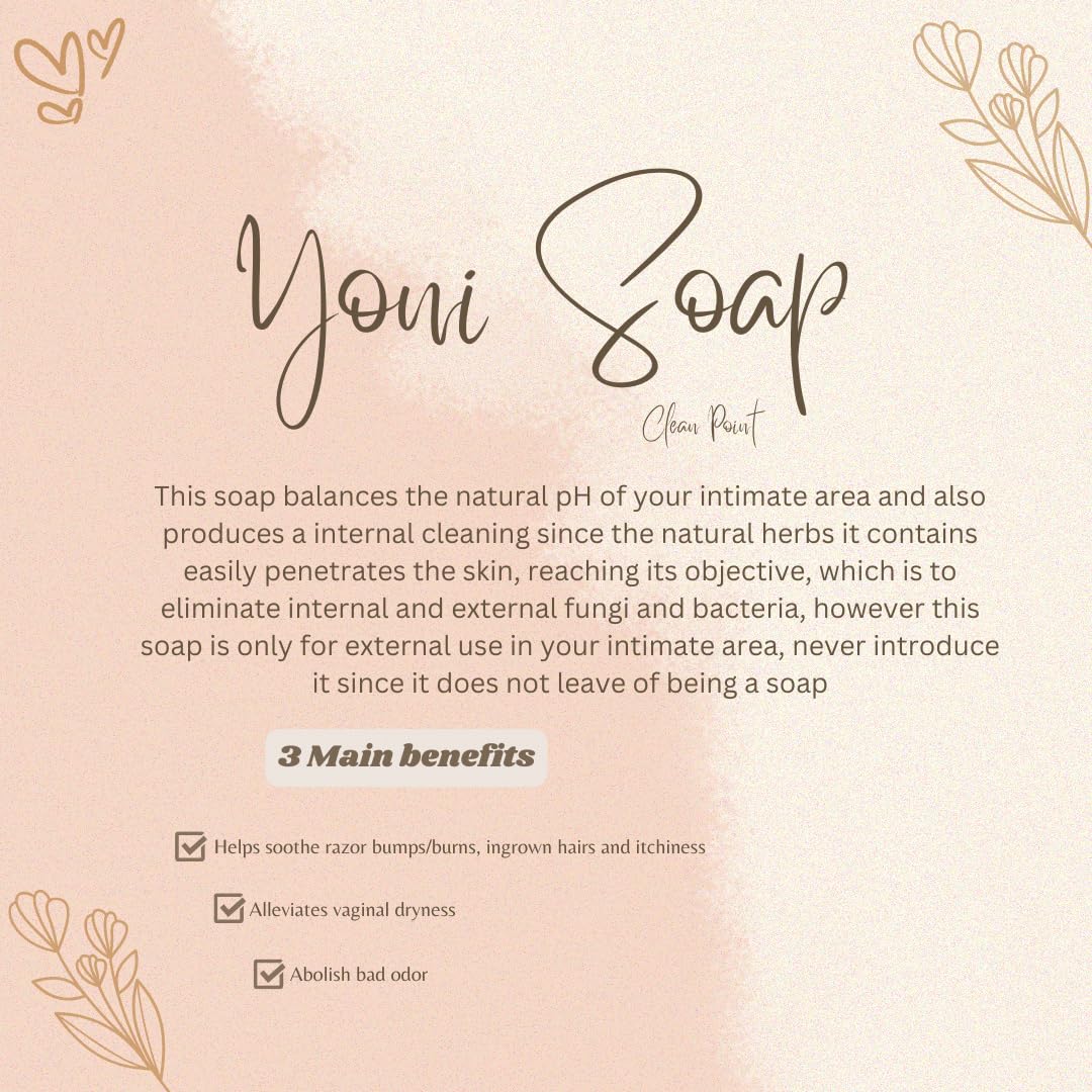 1 PCS Yoni Soap Bars for Women, (3.5 oz) Clean Point Solid Herbal Feminine Bar Herbal, 100% OriginalOEM100% Handmade Natural Yoni Bar PH Balanced &