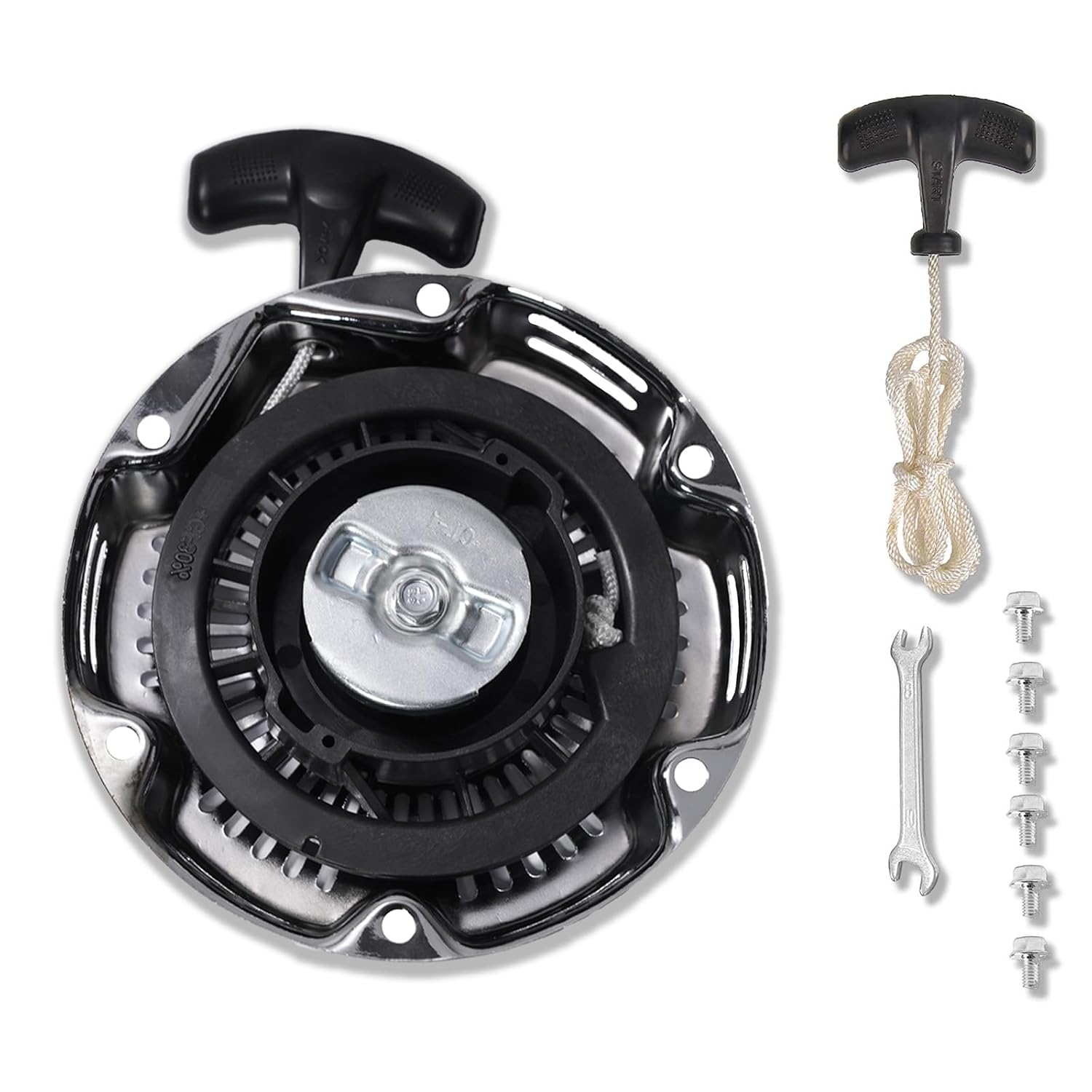 Ensamblaje de arranque de retroceso cromado para Coleman CT100U CC100X 98cc, motor Predator 79cc 3HP, Massimo MB100 79cc Mini Bike, SK100 CK100 Go