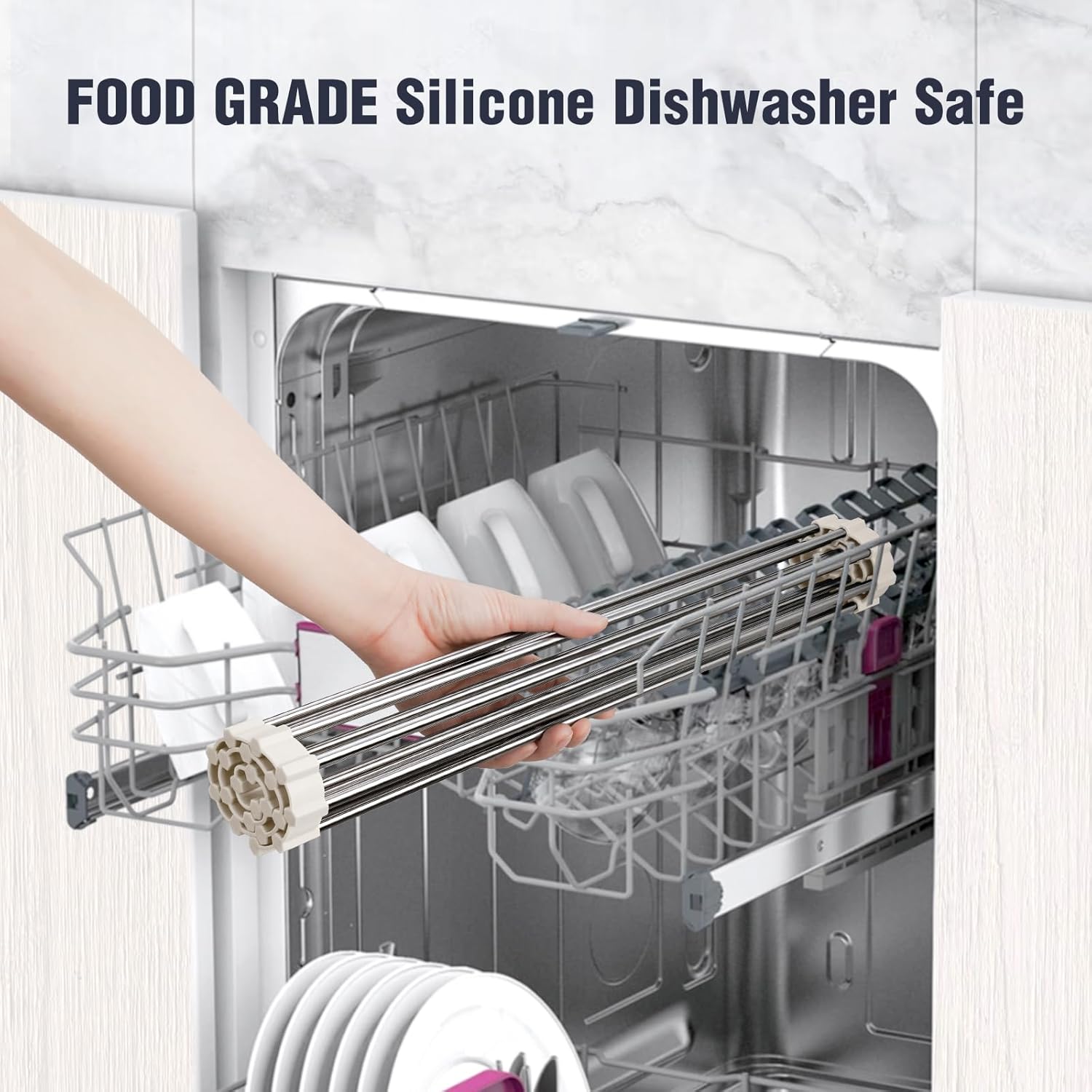 Tomorotec Escurridor de platos enrollable de 17.7 x 15.5 pulgadas, para colocar sobre el fregadero, para fregadero de cocina, accesorios multiusos,