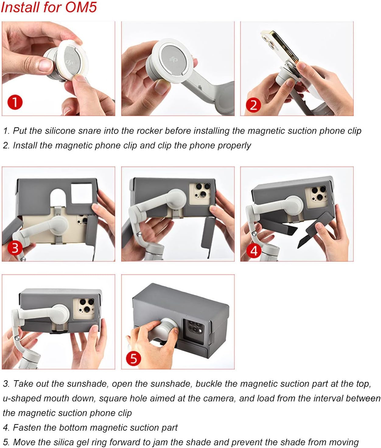 Teléfono móvil Sun Hood para DJI OM5 cardán estabilizador, paraguas portátil del teléfono para DJI OM4 SE