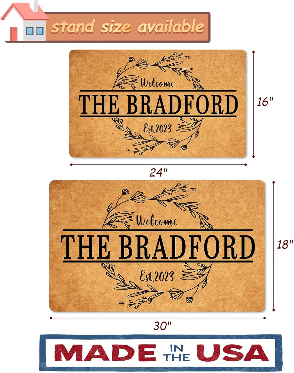Tapetes personalizados para puerta al aire libre para la entrada, tapete personalizado para entrada interior con texto, divertidos tapetes para