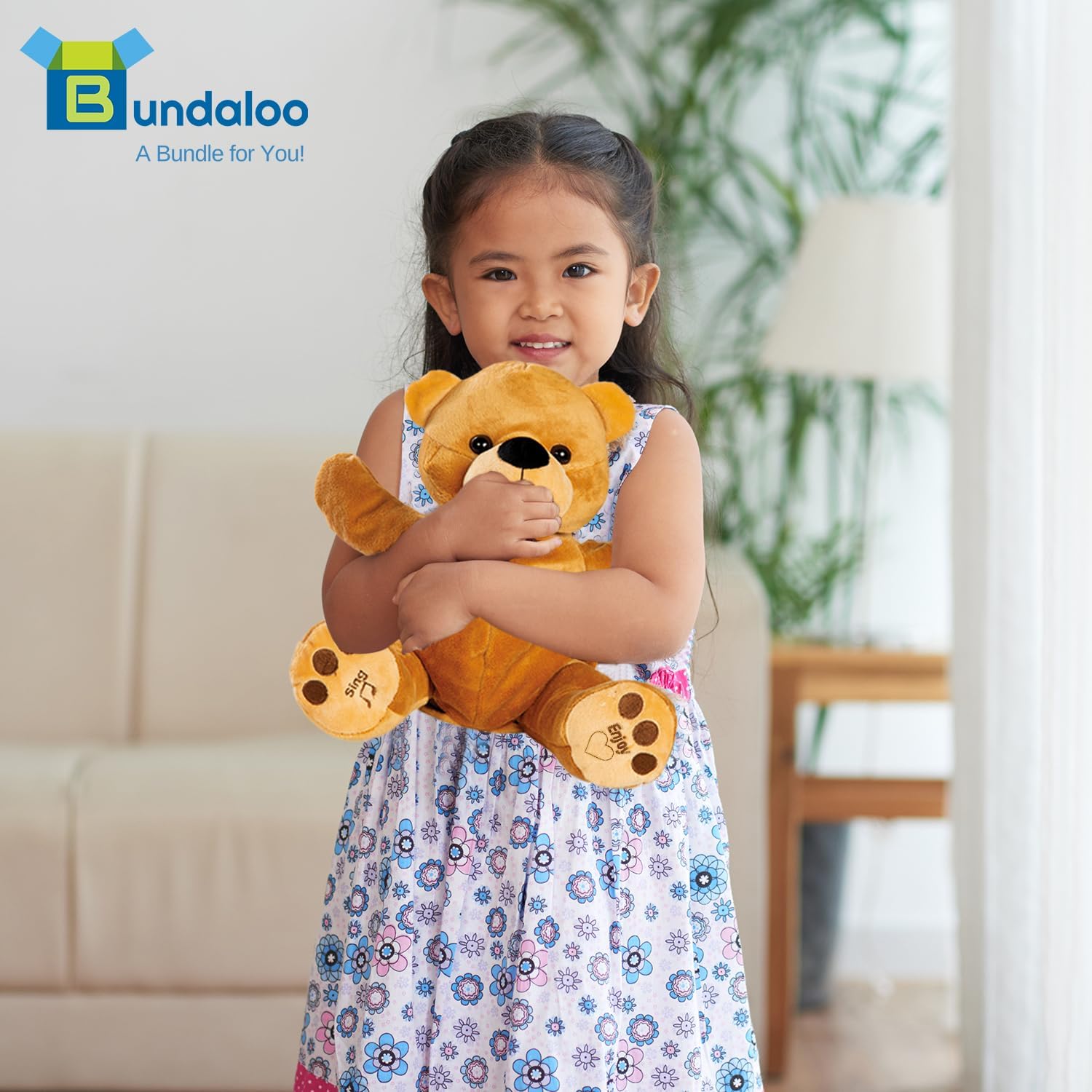 Bundaloo Oso de peluche que aplasta con el canto animado para niños – Juega juegos y canta canciones