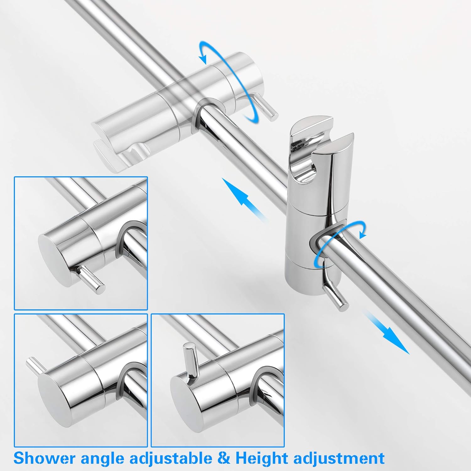 Barra de soporte para cabezal de ducha de baño, barra deslizante de 26 pulgadas de montaje en pared, sin taladro, con barra de ducha de mano