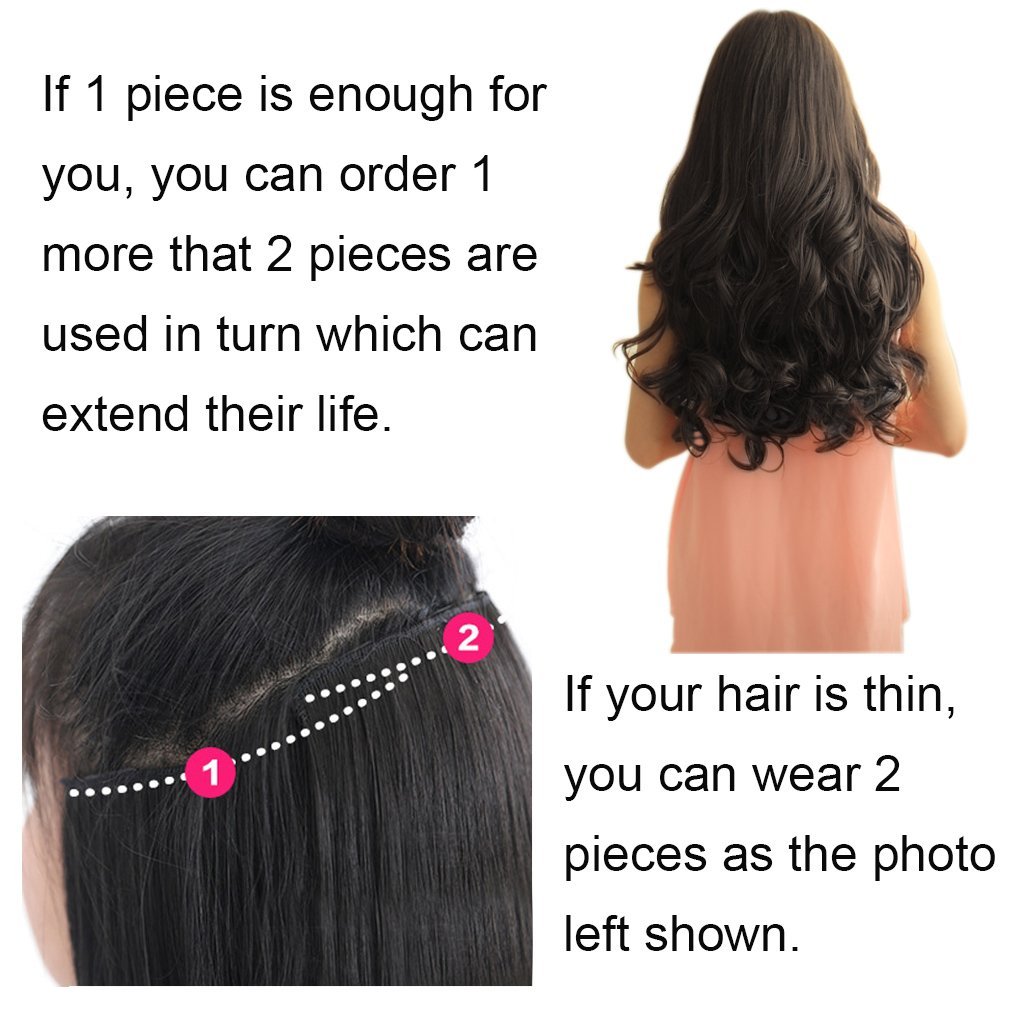 Extensiones de cabello ondulado sintético para 34 de la cabeza completa, 20 pulgadas, 5 clips de 4.6 onzas por pieza de REECHO