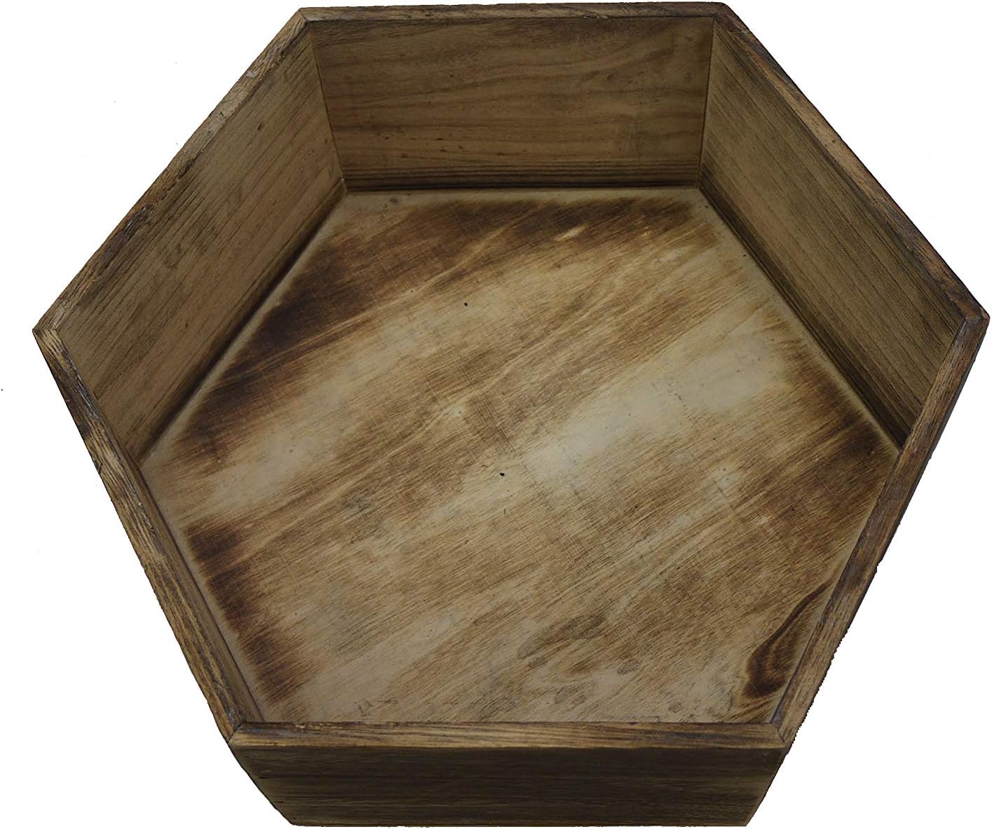 Admired By Nature – Juego de 3 cajas de madera color marrón de 11.8 pulgadas ABN5E100-NTRL – Recipiente hexagonal