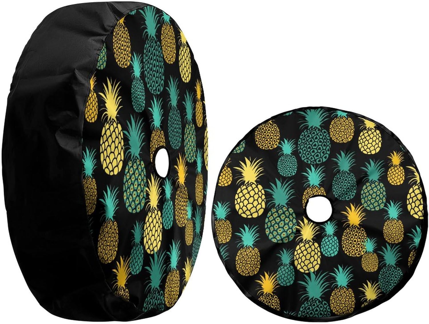 Foruidea Cubierta de neumático de repuesto de piña de frutas tropicales con orificio de cámara de respaldo para remolque, RV, SUV y muchos