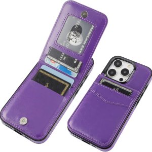 KIHUWEY Funda compatible con iPhone 15 Pro con soporte para tarjeta de crédito, cierre magnético de cuero de alta calidad, función atril, funda KIHUWEY Funda compatible con iPhone 15 Pro con soporte para tarjeta de crédito, cierre magnético de cuero de alta calidad, función atril, funda